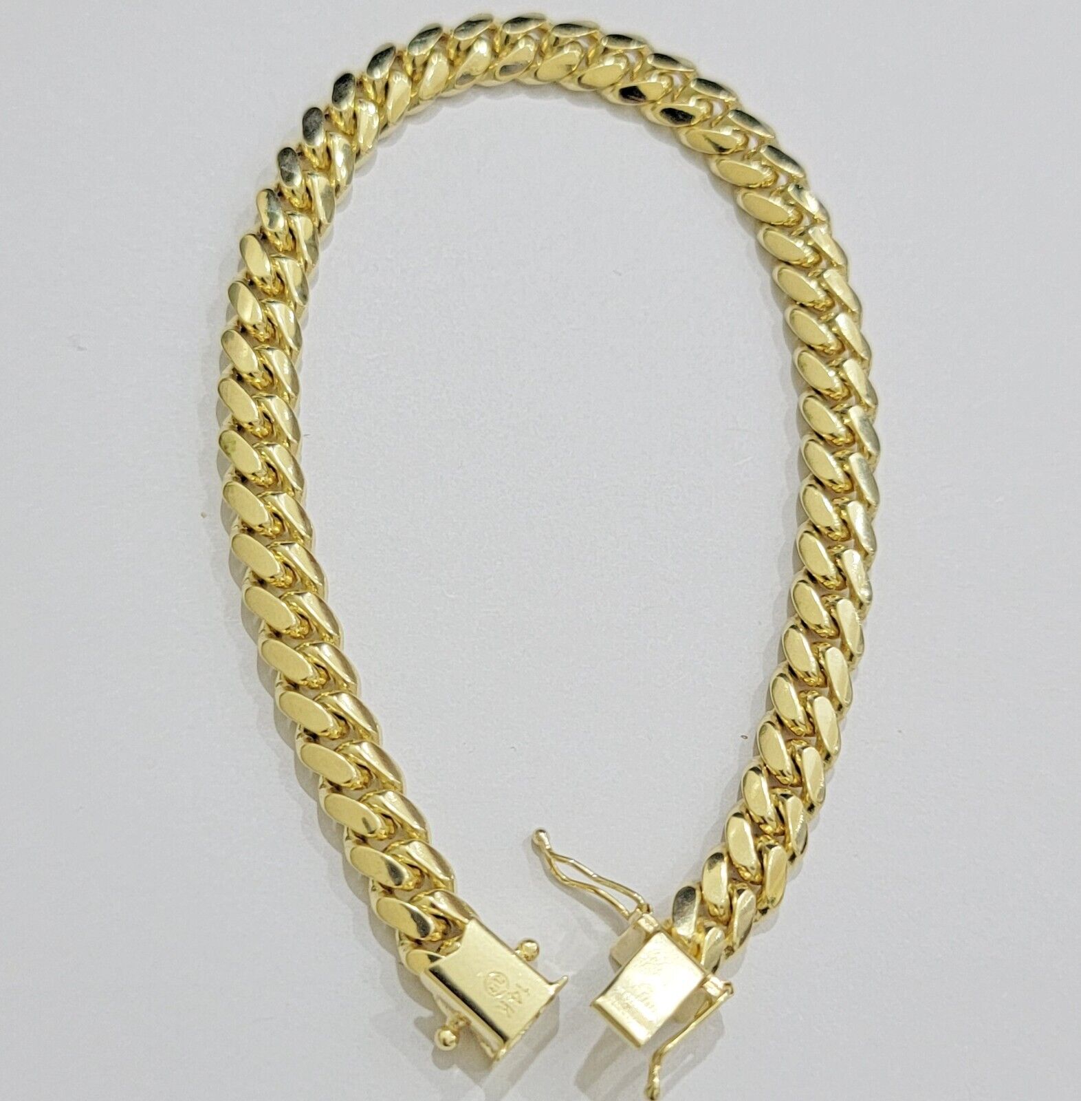 7mm 14k Gold Bracelet Miami Cuban Link 7" - 9 Inch Real 14kt Yellow Gold SOLID - GoldenlinQ