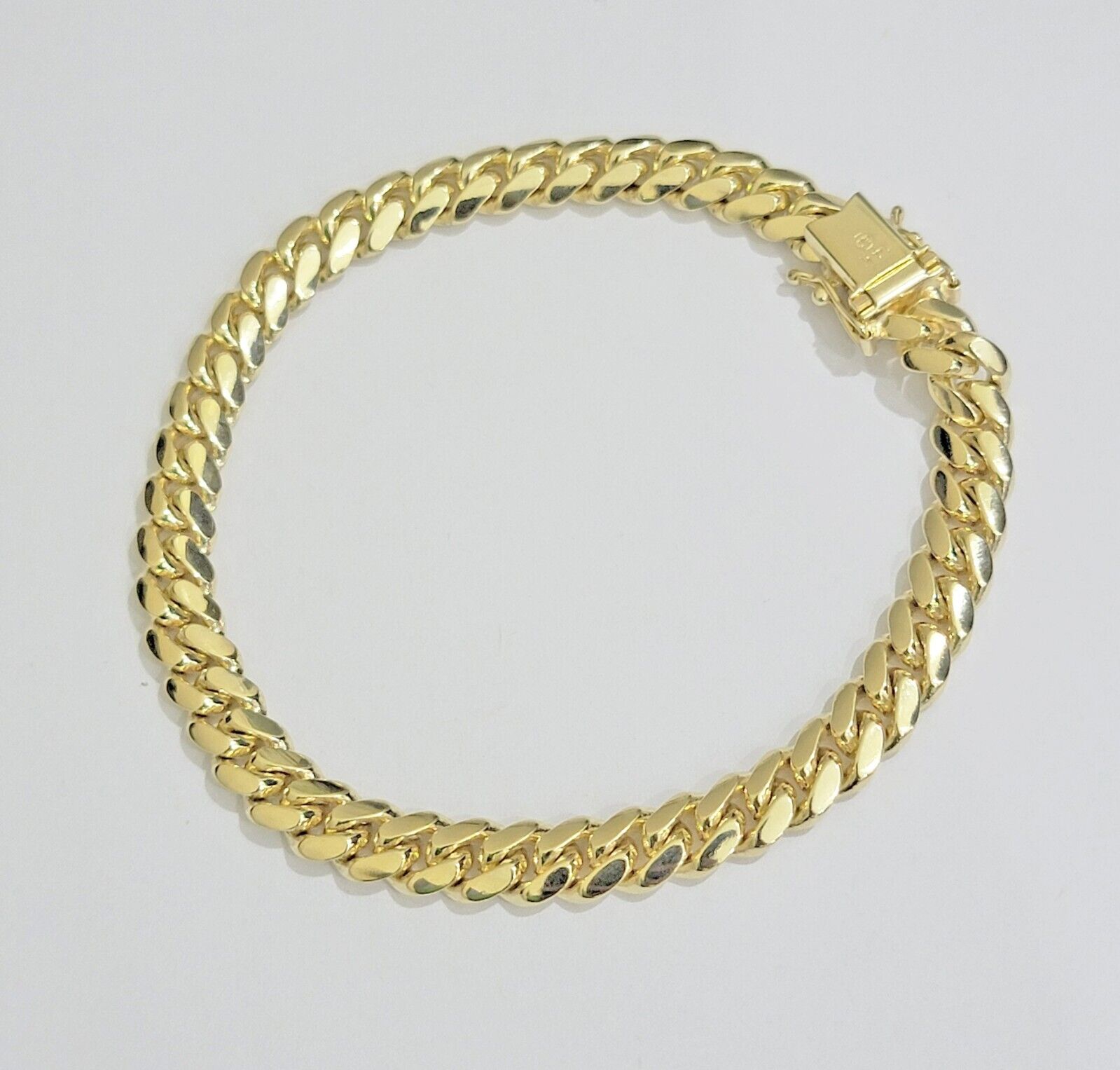 7mm 14k Gold Bracelet Miami Cuban Link 7" - 9 Inch Real 14kt Yellow Gold SOLID - GoldenlinQ