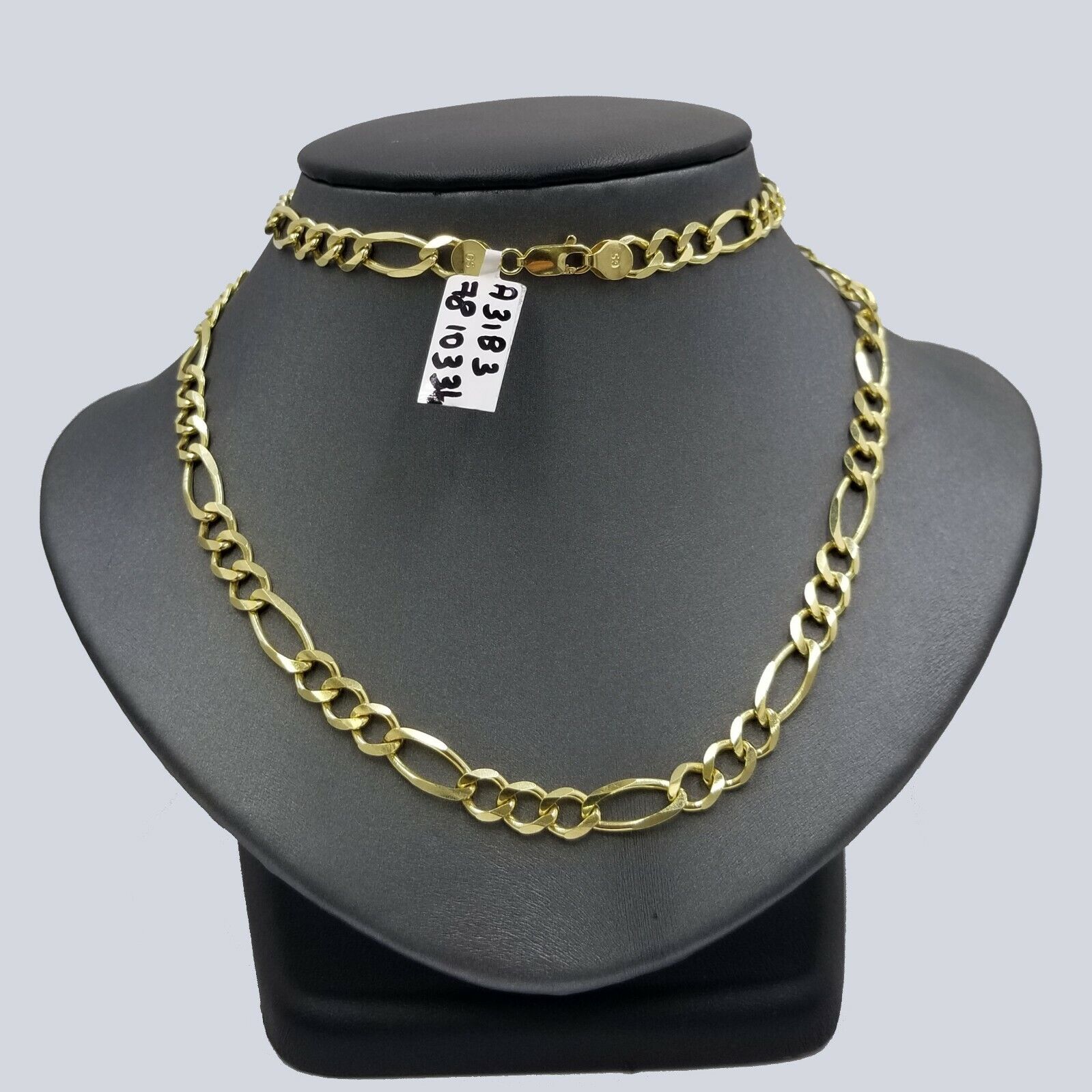 7mm 28" Solid 10k Yellow Gold Figaro Link Chain Heavy Necklace Men Women REAL - GoldenlinQ