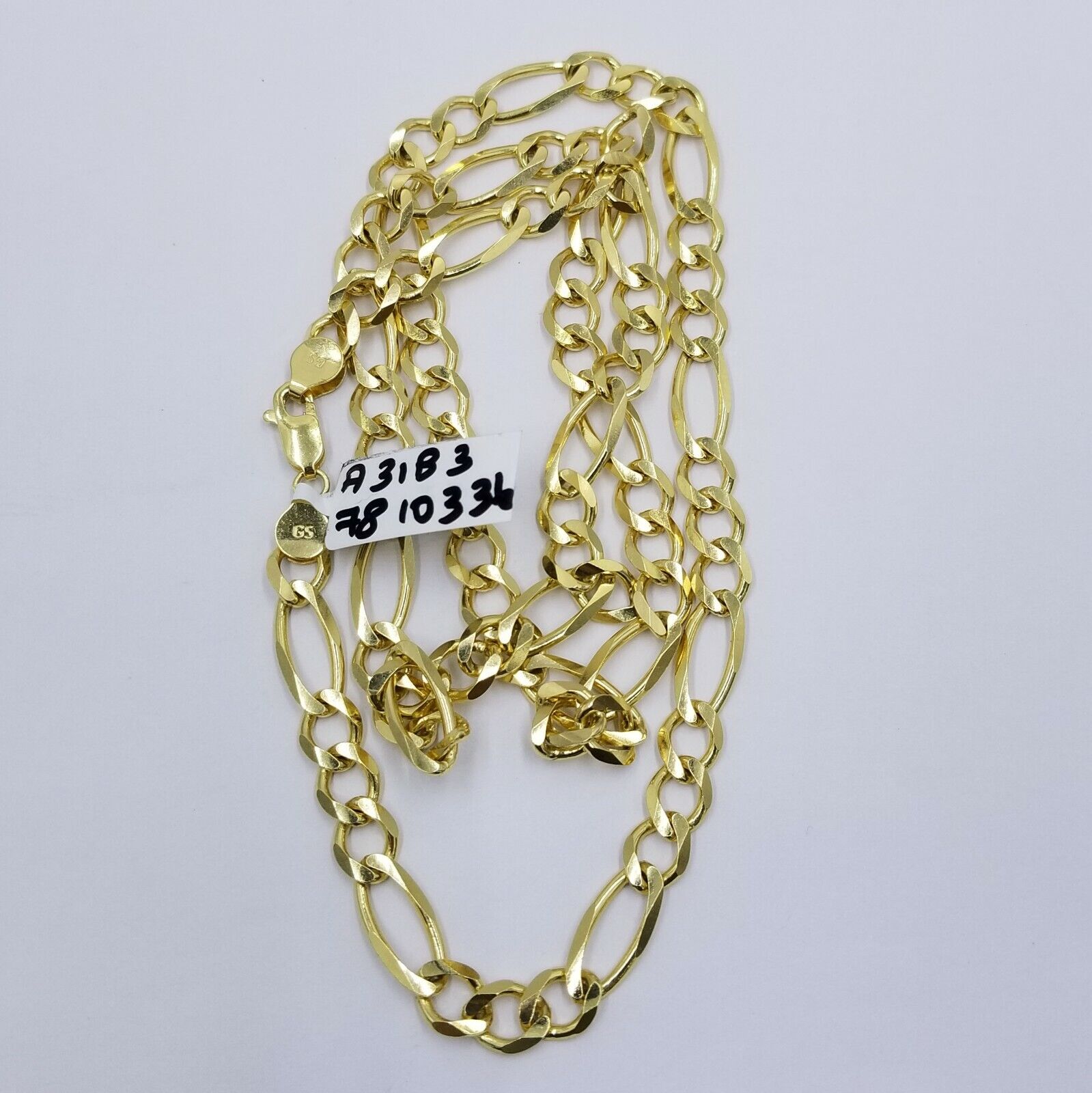 7mm 28" Solid 10k Yellow Gold Figaro Link Chain Heavy Necklace Men Women REAL - GoldenlinQ