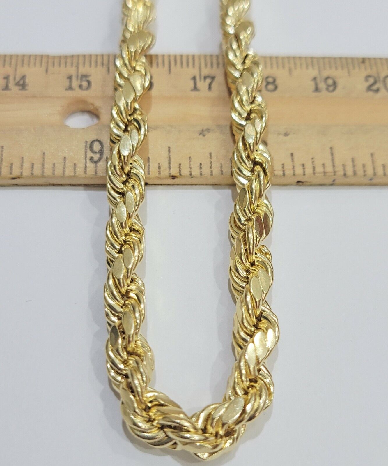7mm Rope Chain 20" - 30" Real 10kt Yellow Gold Necklace Men's Diamond Cut Lobster - GoldenlinQ