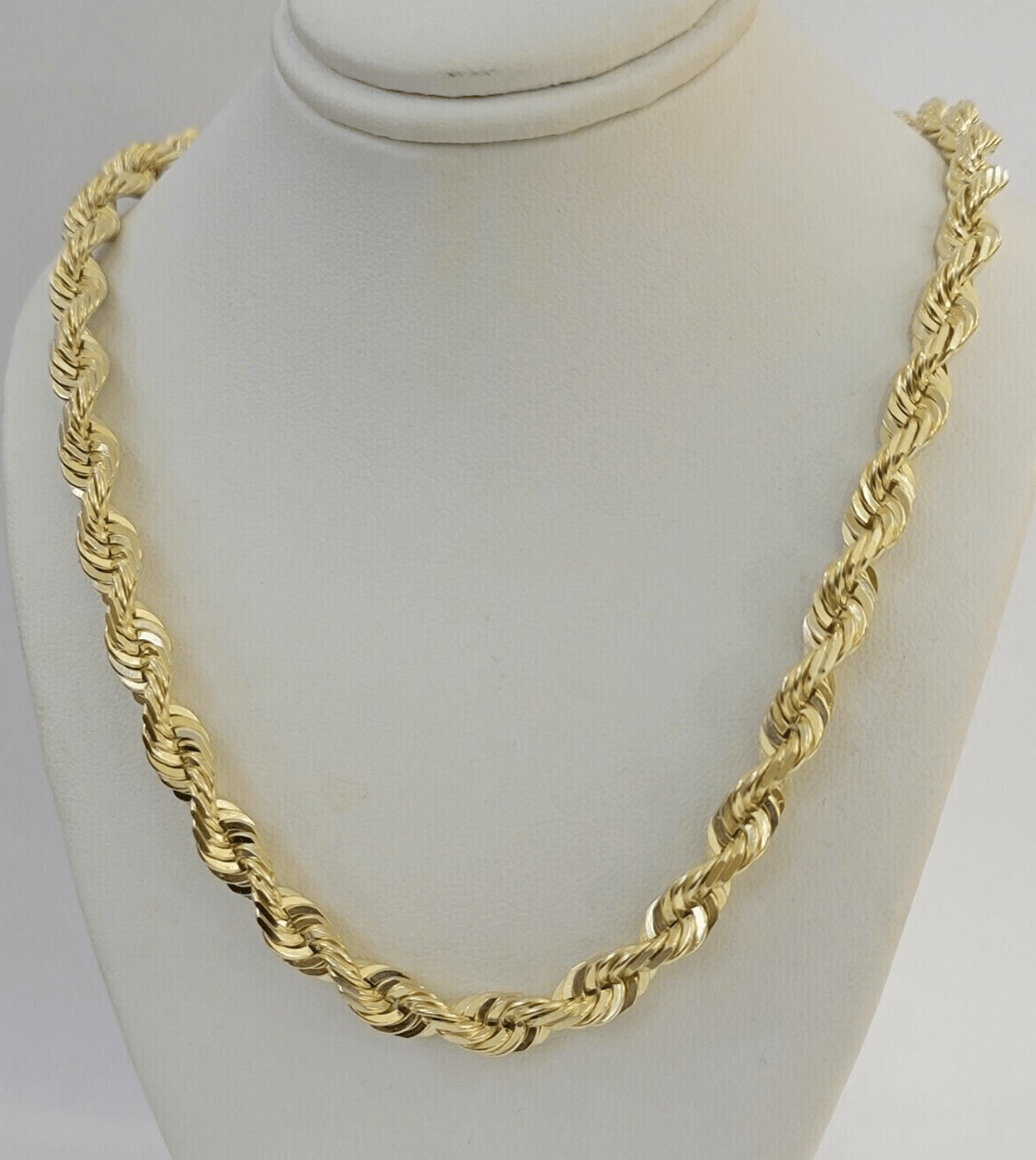 7mm Rope chain Necklace Solid 10k Yellow Gold Diamond cut 26" GURANTEED 10K GOLD - GoldenlinQ