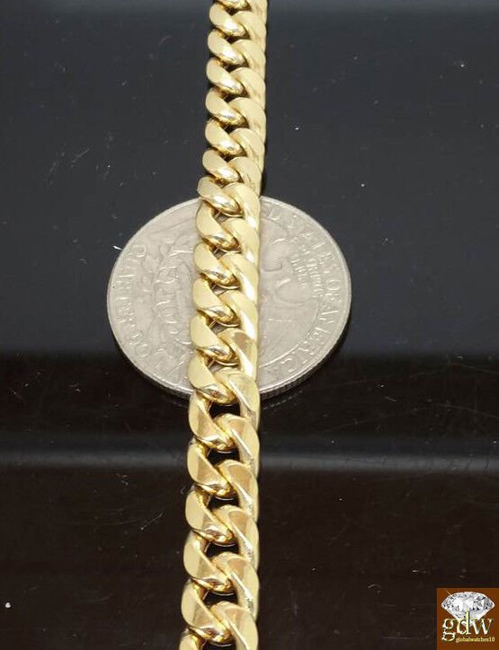 8mm 10k Gold Miami Cuban link Bracelet 7.5" 8" 8.5" 9" REAL 10kt Yellow Gold - GoldenlinQ