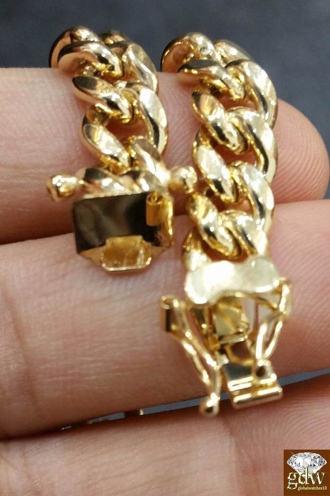 8mm 10k Gold Miami Cuban link Bracelet 7.5" 8" 8.5" 9" REAL 10kt Yellow Gold - GoldenlinQ