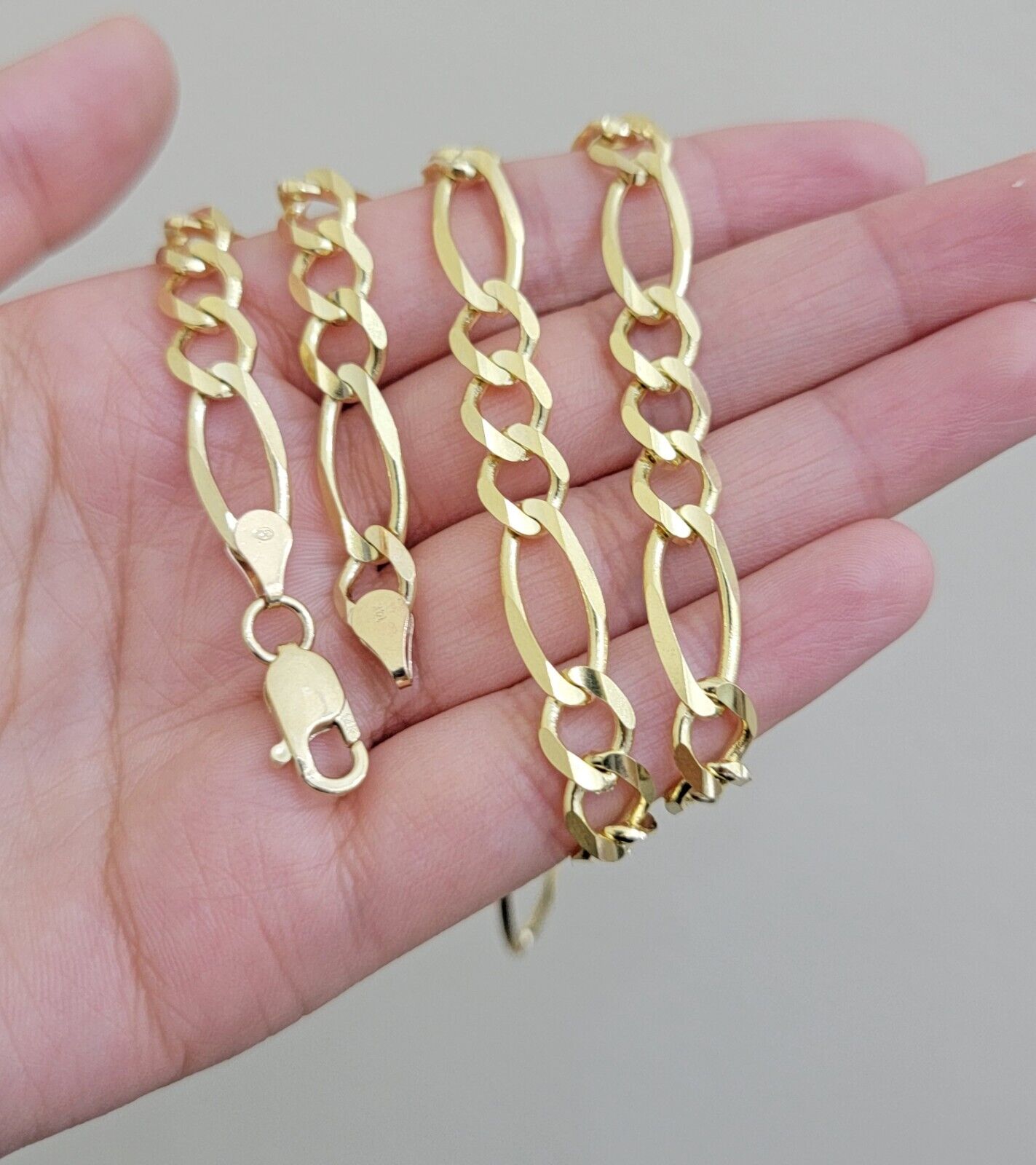 8mm Solid 14k Yellow Gold Figaro chain Necklace 24 Inch Men's REAL 14kt HEAVY - GoldenlinQ