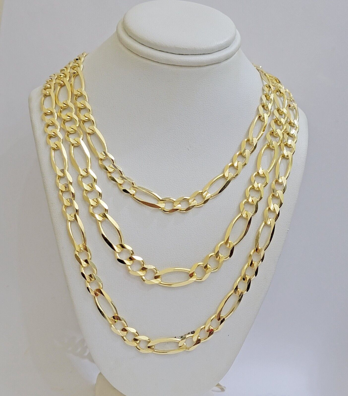 8mm Solid 14k Yellow Gold Figaro chain Necklace 24 Inch Men's REAL 14kt HEAVY - GoldenlinQ