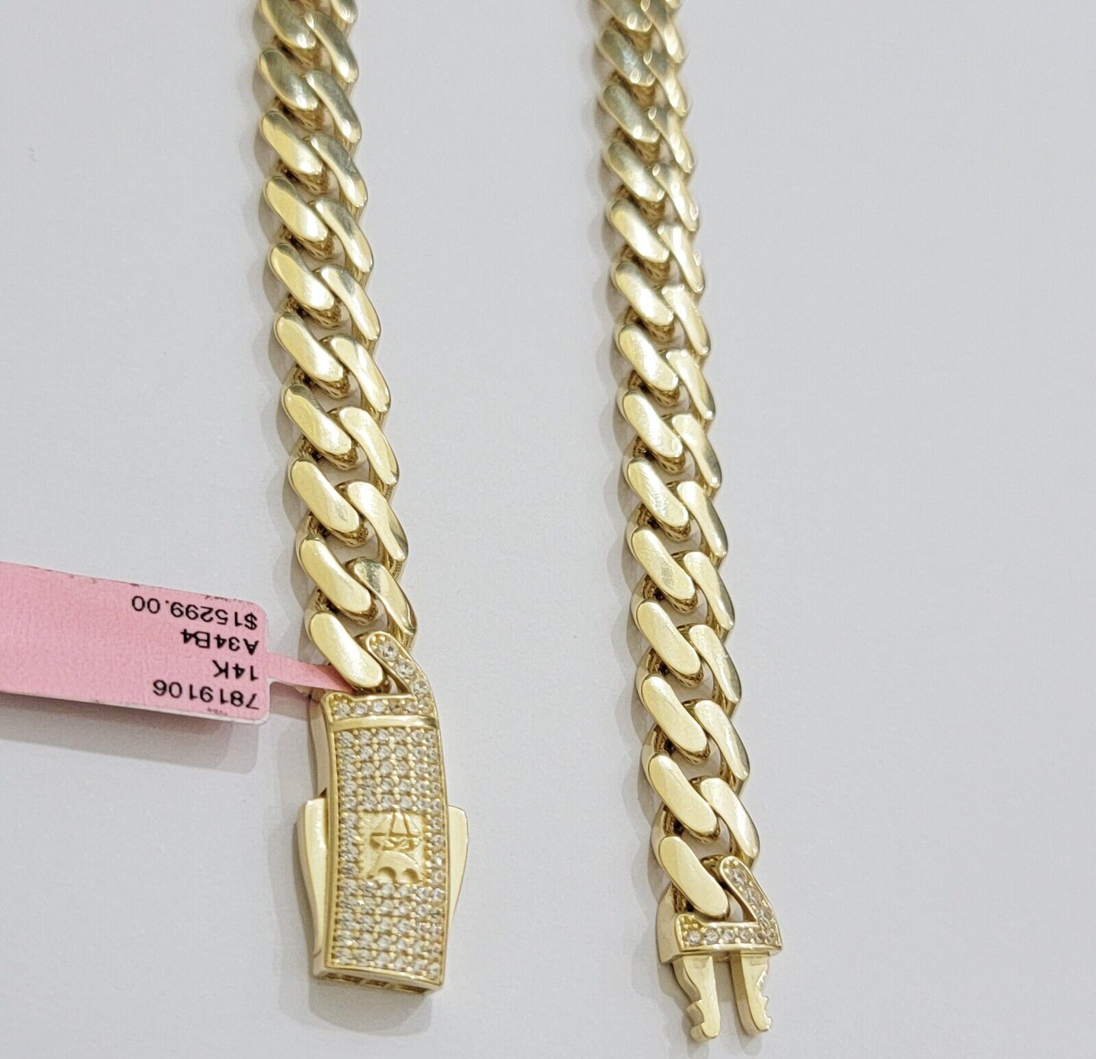 9mm Miami Cuban Royal Link Chain Necklace Box Clasp Real 14K Yellow Gold on SALE - GoldenlinQ