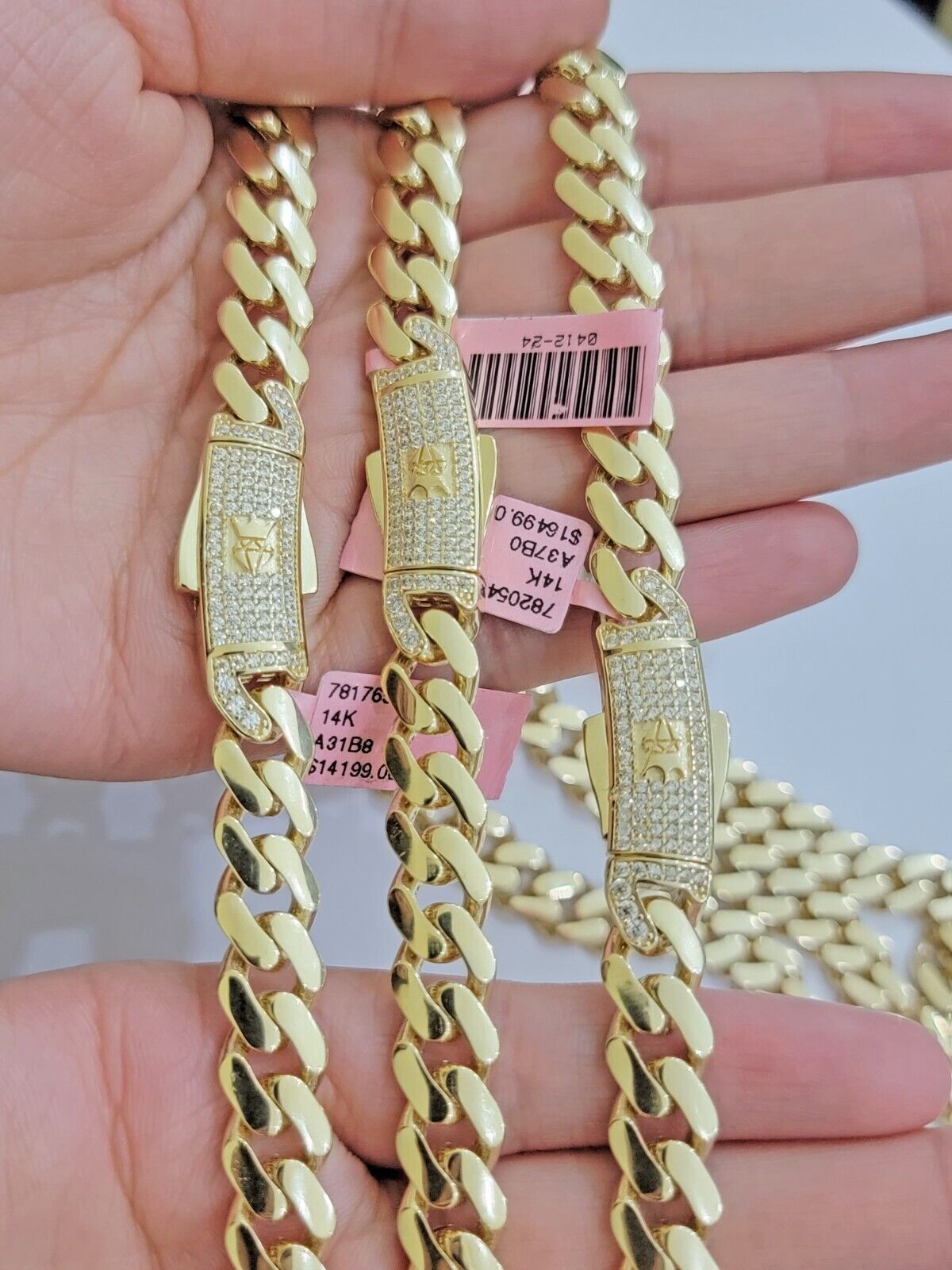 9mm Miami Cuban Royal Link Chain Necklace Box Clasp Real 14K Yellow Gold on SALE - GoldenlinQ