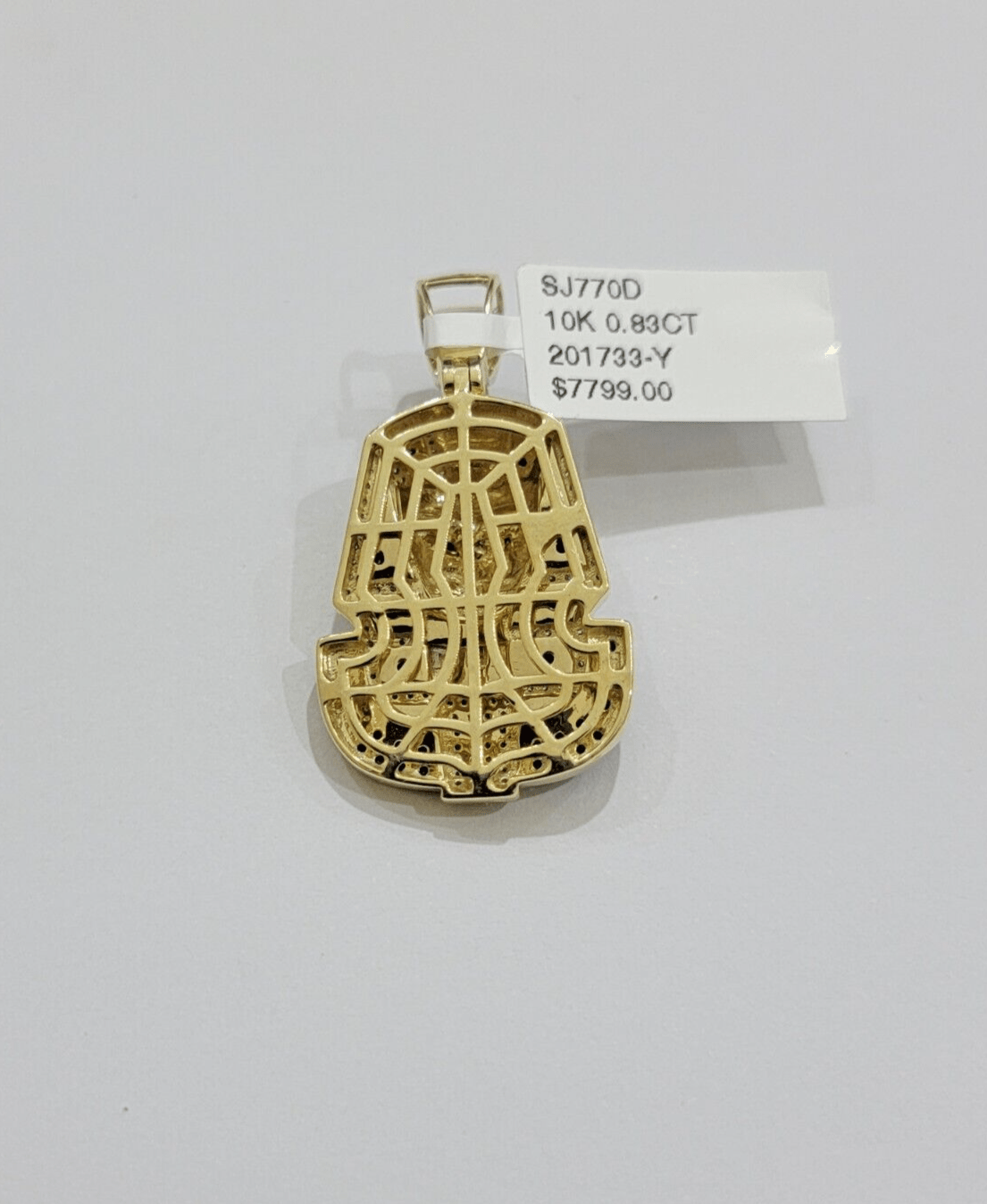 Black Diamond Pharoah Charm Pendant 10kt Yellow Gold 0.80 CT Chain Necklace SALE - GoldenlinQ