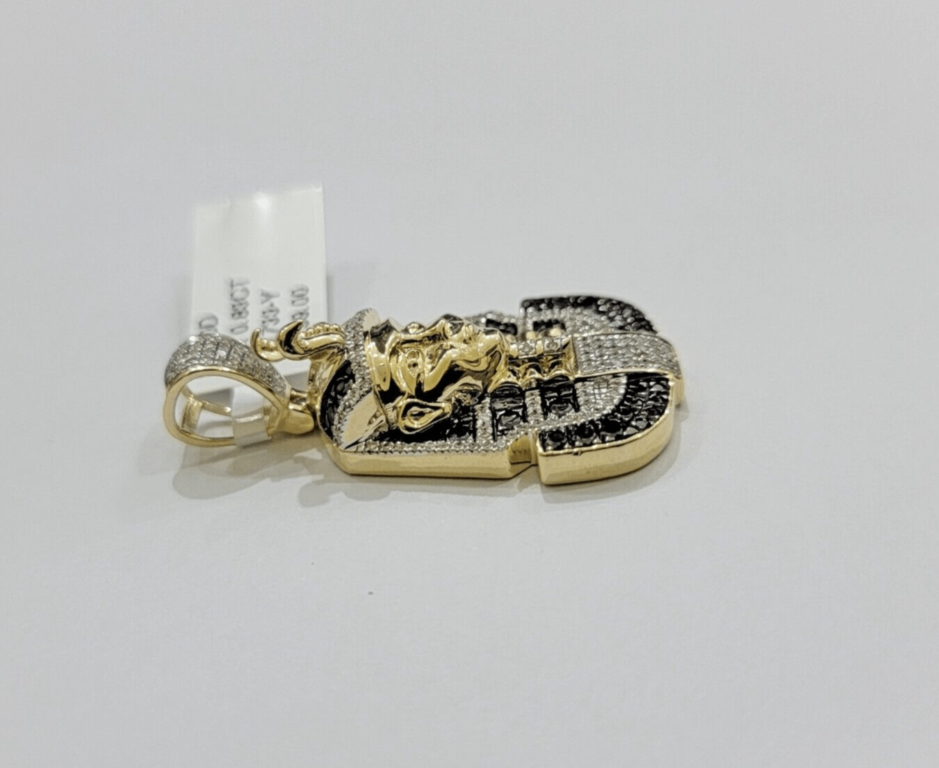 Black Diamond Pharoah Charm Pendant 10kt Yellow Gold 0.80 CT Chain Necklace SALE - GoldenlinQ