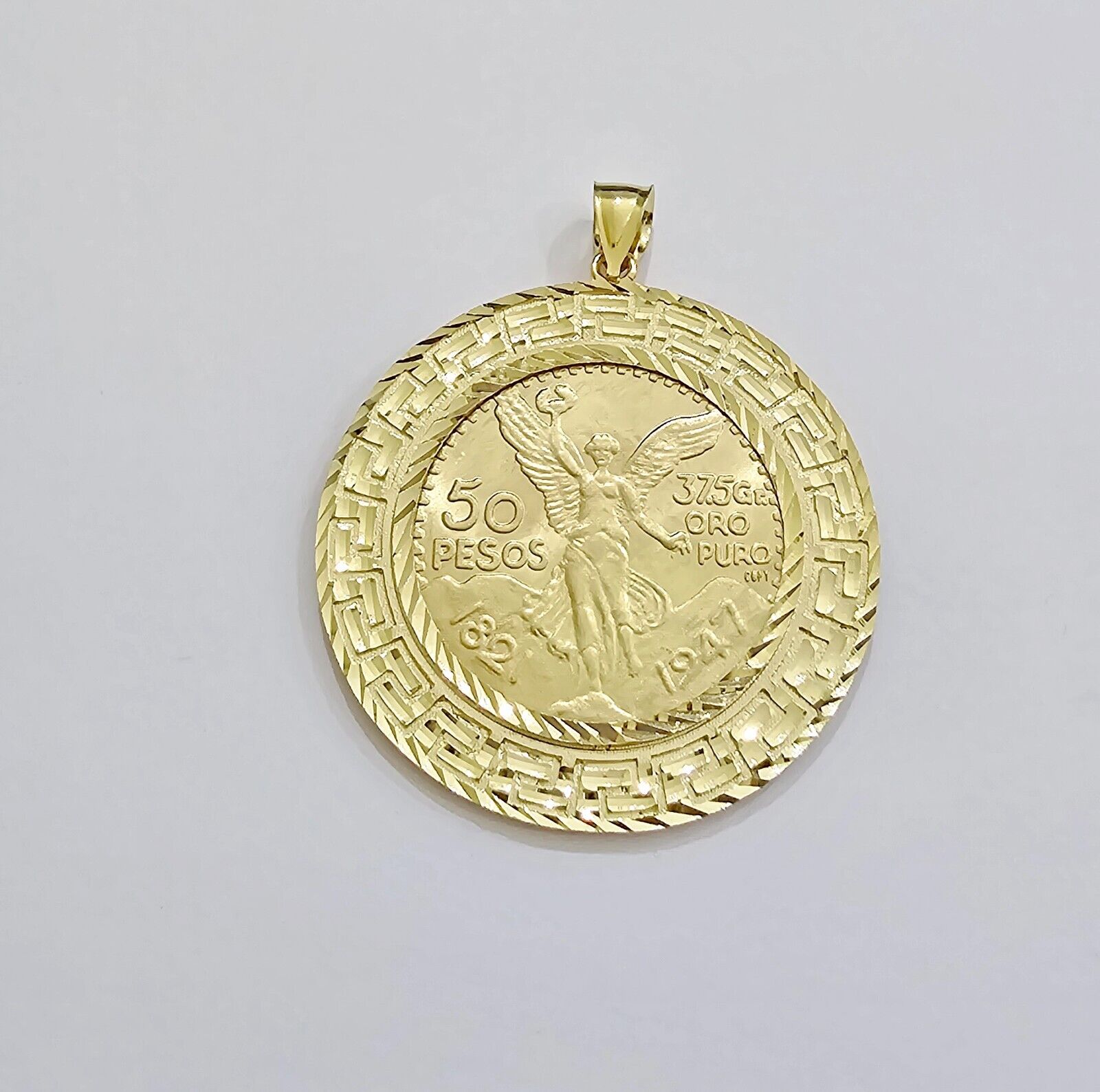 Centenario Coin Solid 10k Yellow Gold 50 Pesos 1947 Mexican Coin With Bazel REAL - GoldenlinQ