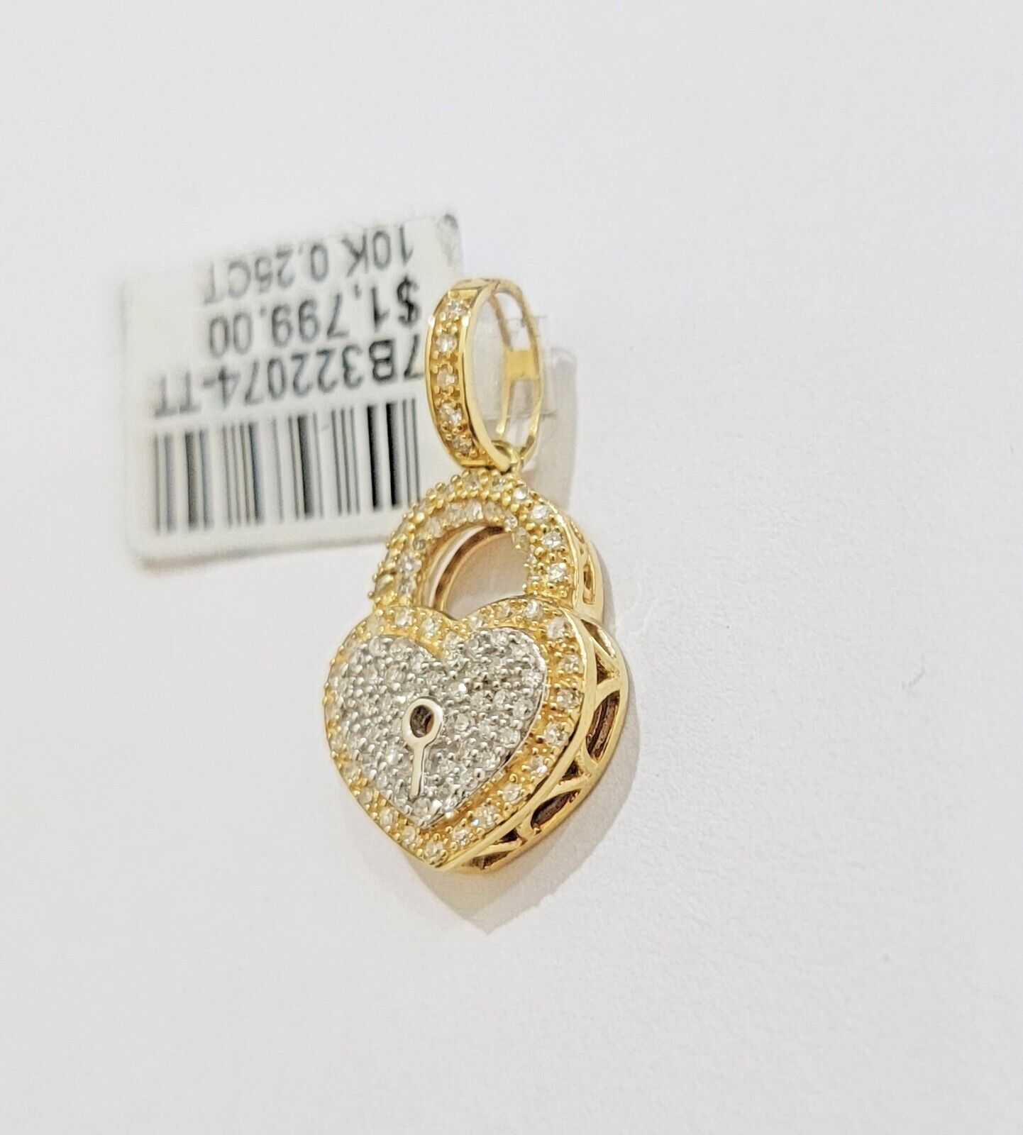 Diamond Heart Key charm pendant 10k gold 0.25 CT Natural Diamonds For Women,REAL - GoldenlinQ