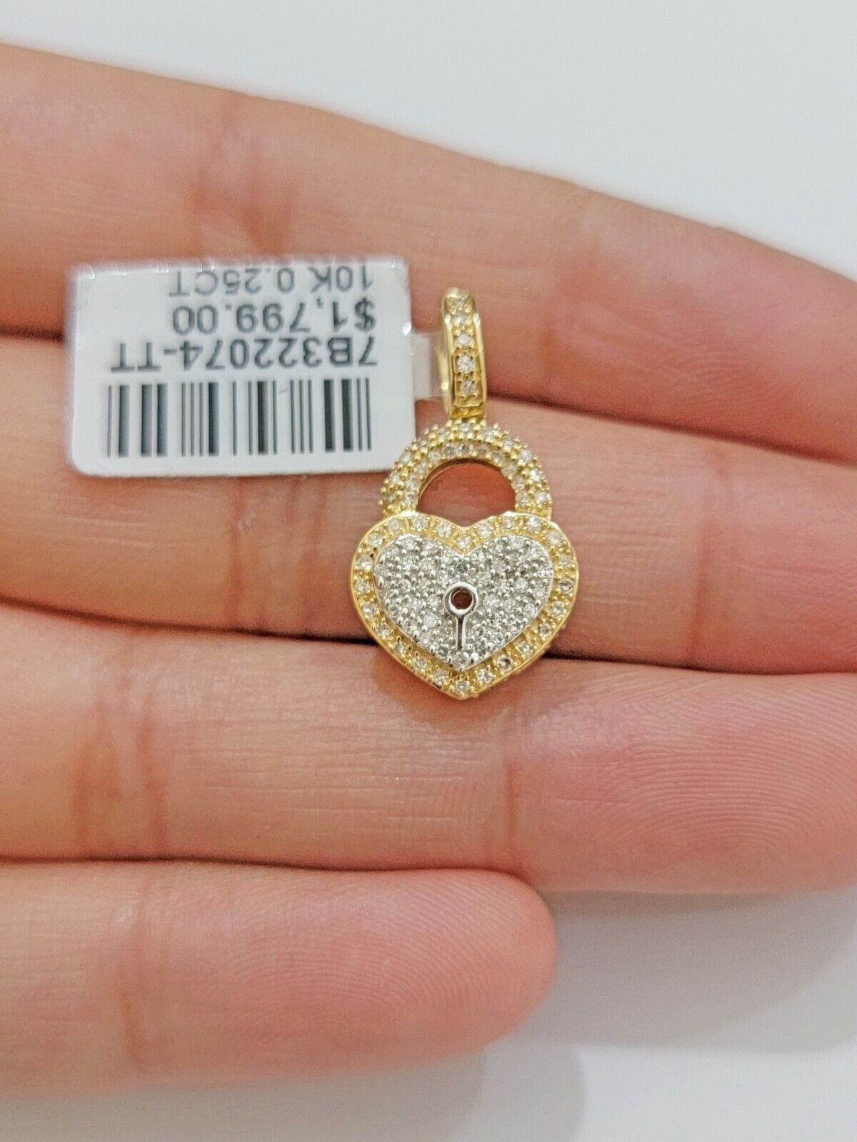 Diamond Heart Key charm pendant 10k gold 0.25 CT Natural Diamonds For Women,REAL - GoldenlinQ