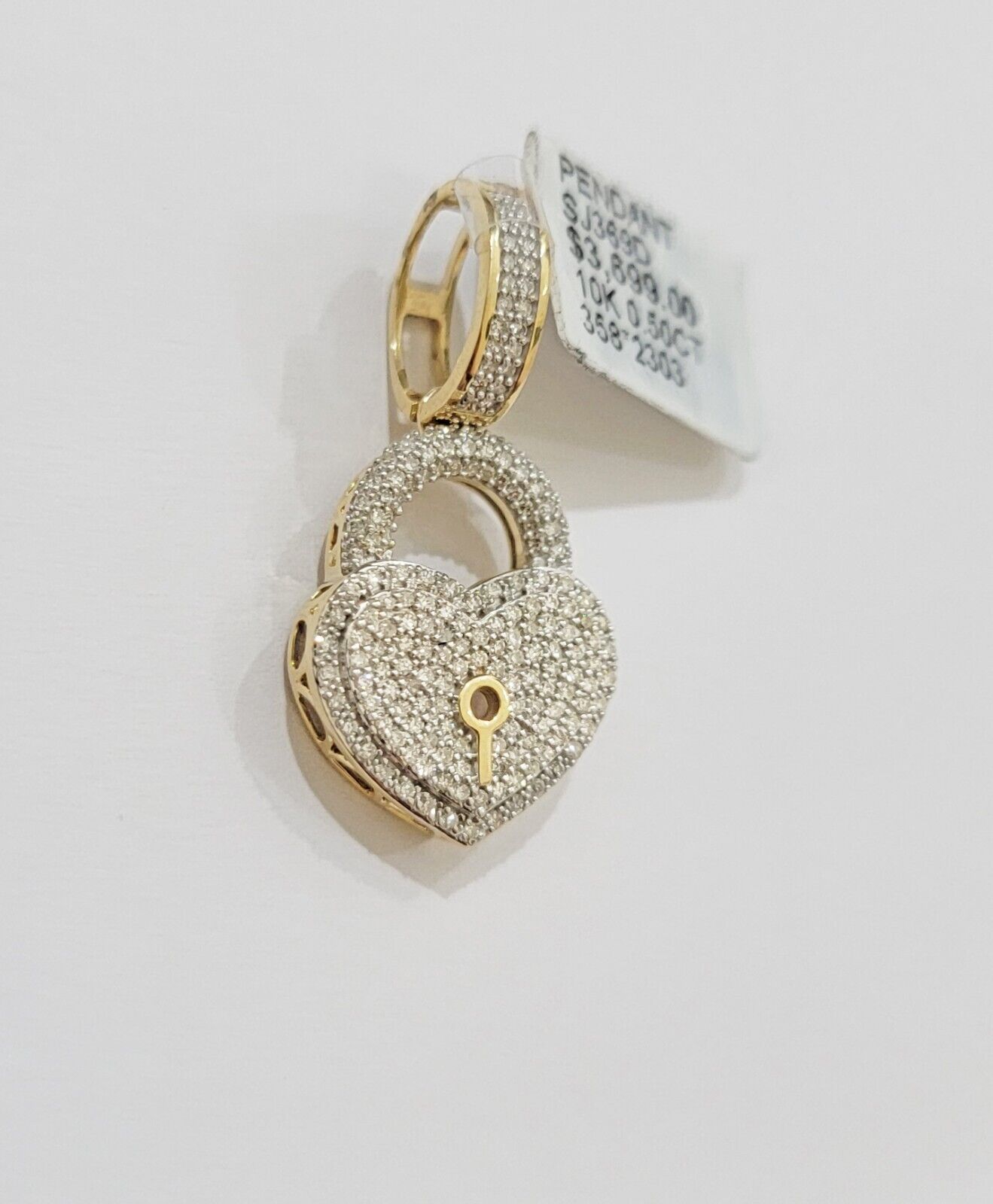 Diamond Heart Key charm pendant 10k gold 1/2 Natural Diamonds For Men Women,REAL - GoldenlinQ