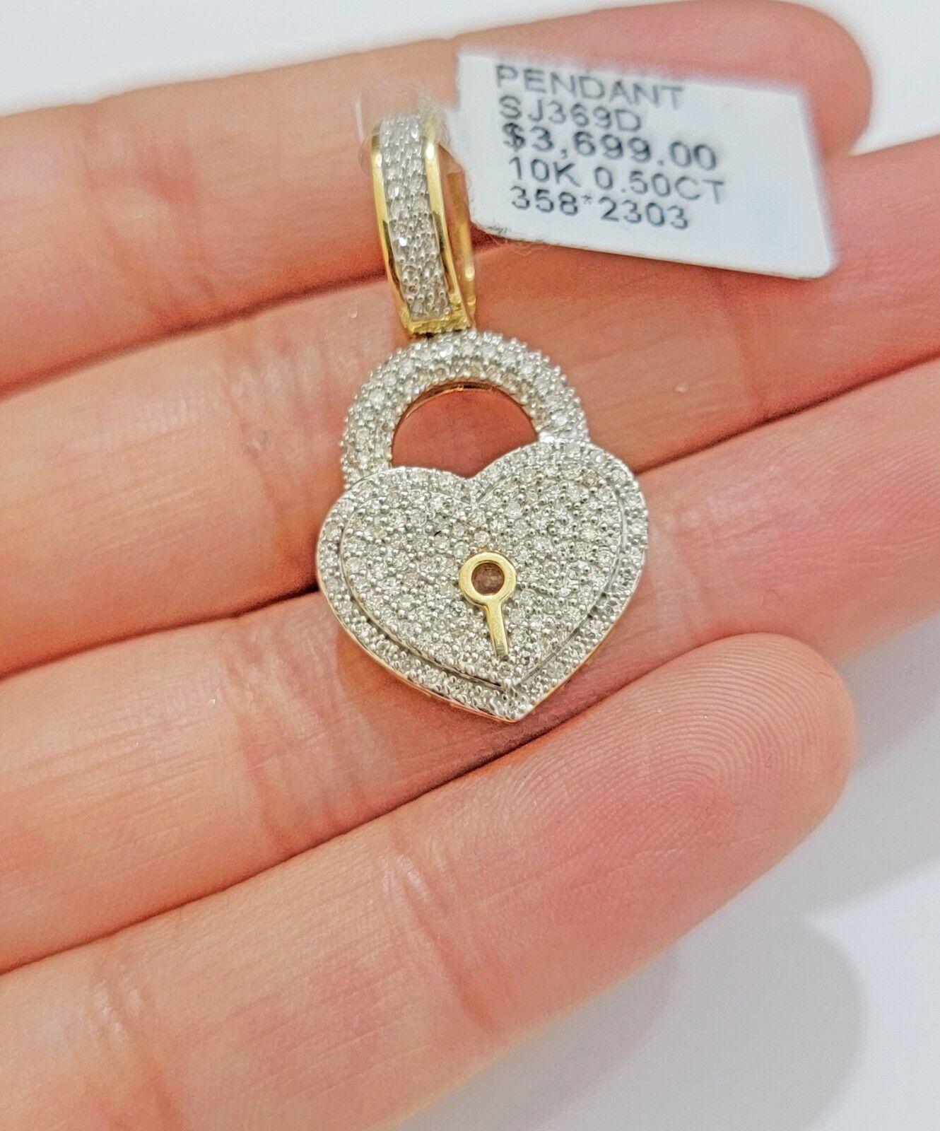 Diamond Heart Key charm pendant 10k gold 1/2 Natural Diamonds For Men Women,REAL - GoldenlinQ