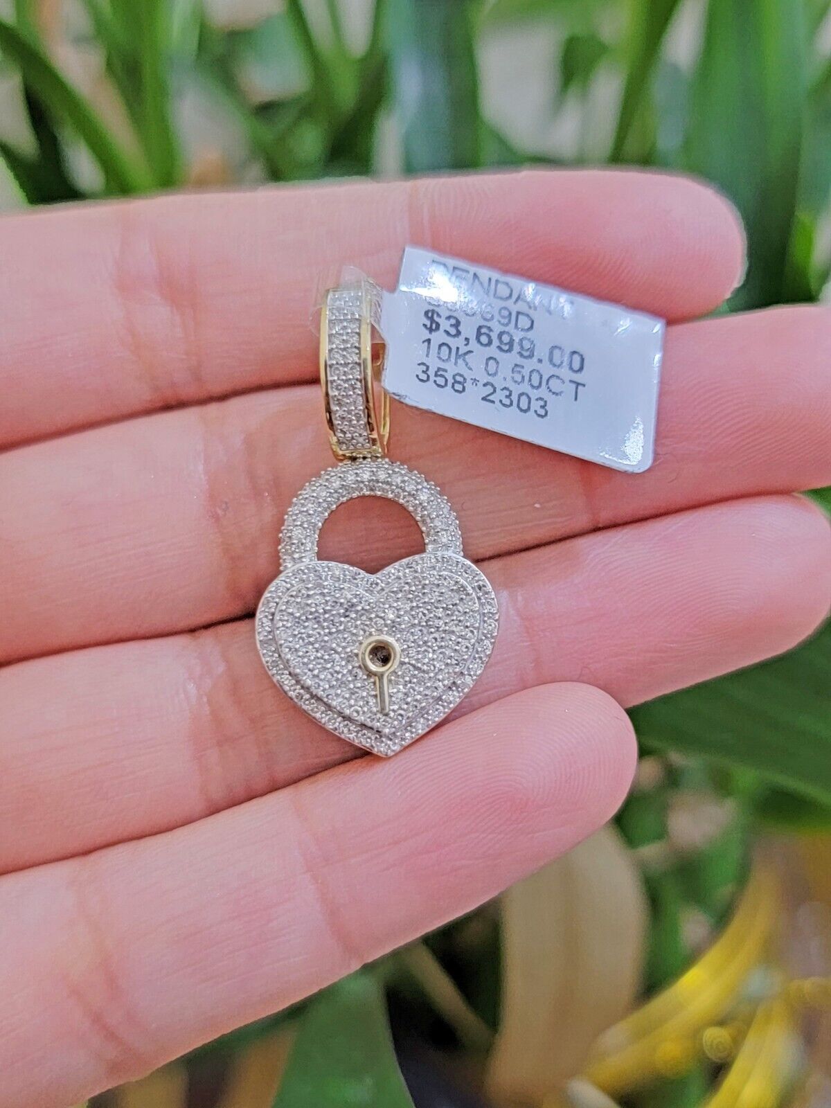 Diamond Heart Key charm pendant 10k gold 1/2 Natural Diamonds For Men Women,REAL - GoldenlinQ