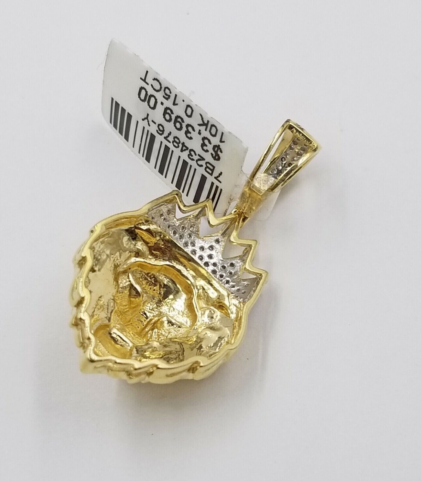 Diamond Lion Head charm Pendant with Genuine 0.15 CT Diamonds 10K Yellow Gold - GoldenlinQ