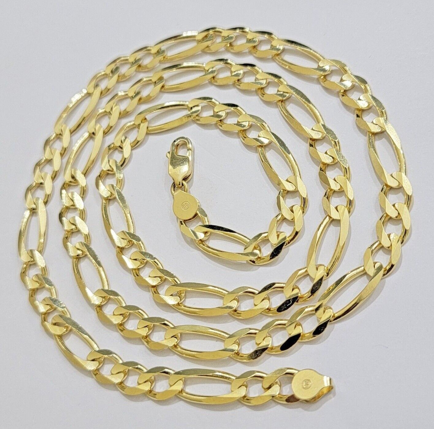 Figaro Link Chain 14k Yellow Gold 8mm Necklace 18 - 30 Inch SOLID 14kt STRONG - GoldenlinQ