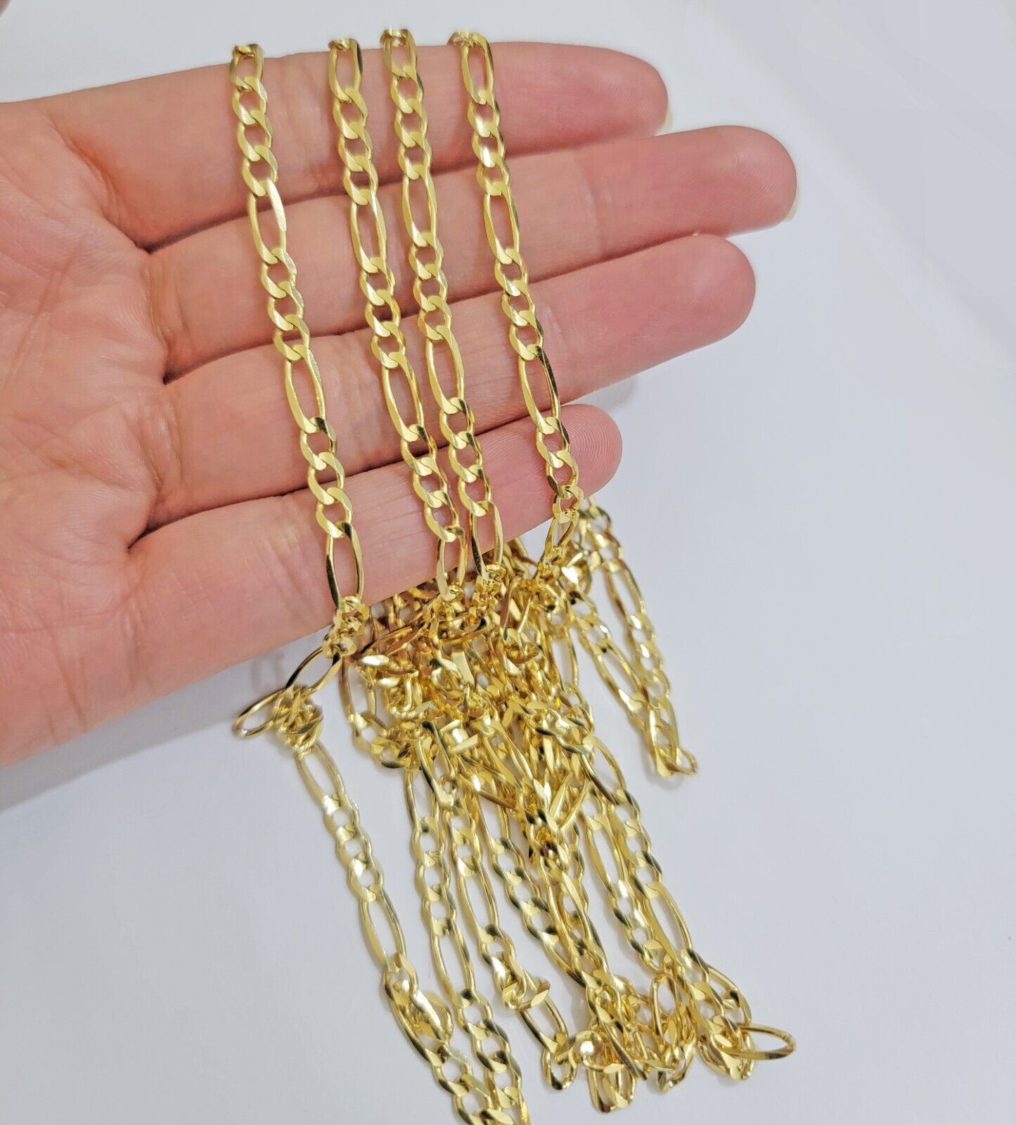 Figaro Link Chain 14k Yellow Gold Necklace 3.5mm 18 - 28 Inch SOLID 14kt STRONG - GoldenlinQ