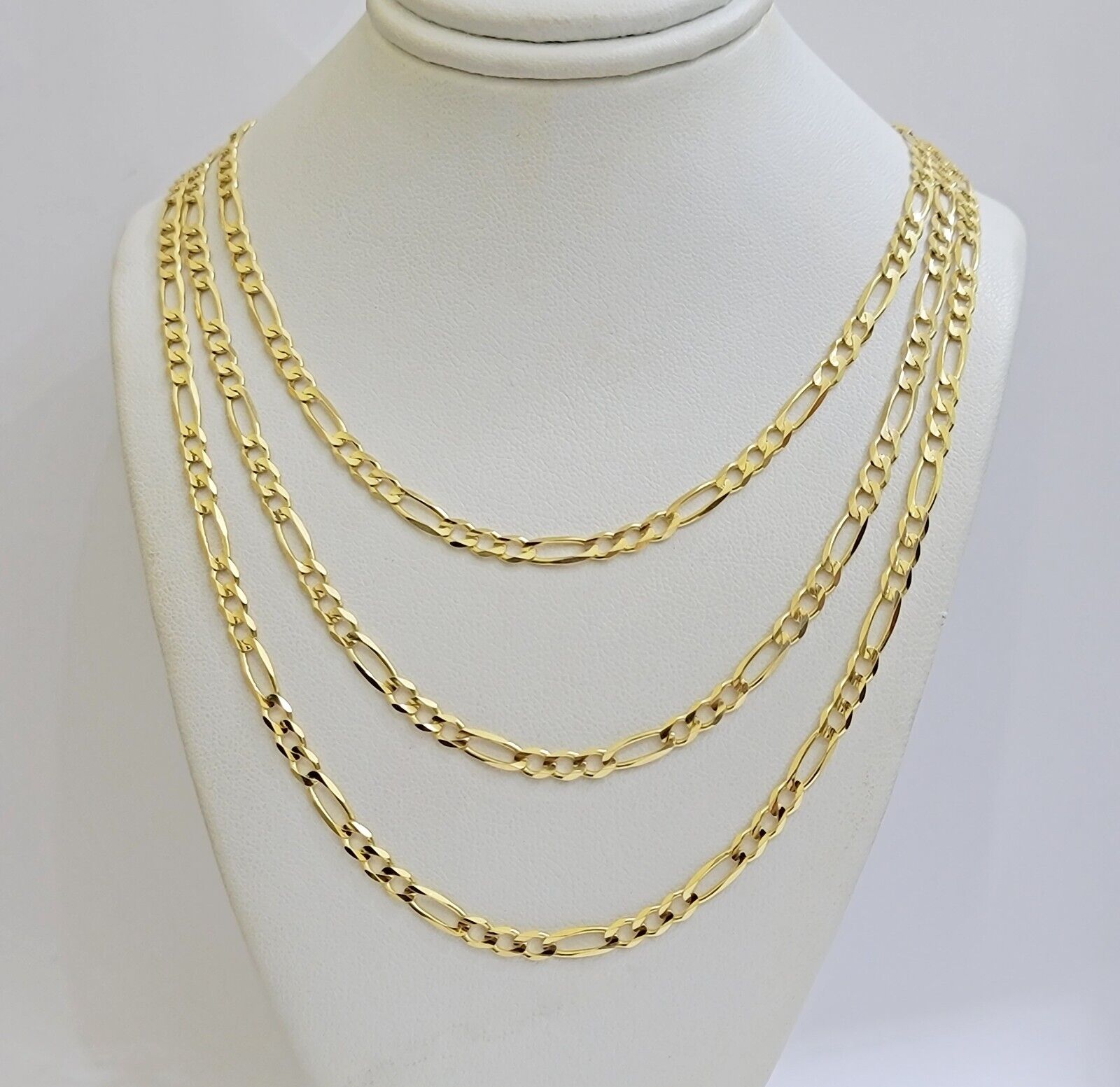 Figaro Link Chain 14k Yellow Gold Necklace 3.5mm 18 - 28 Inch SOLID 14kt STRONG - GoldenlinQ