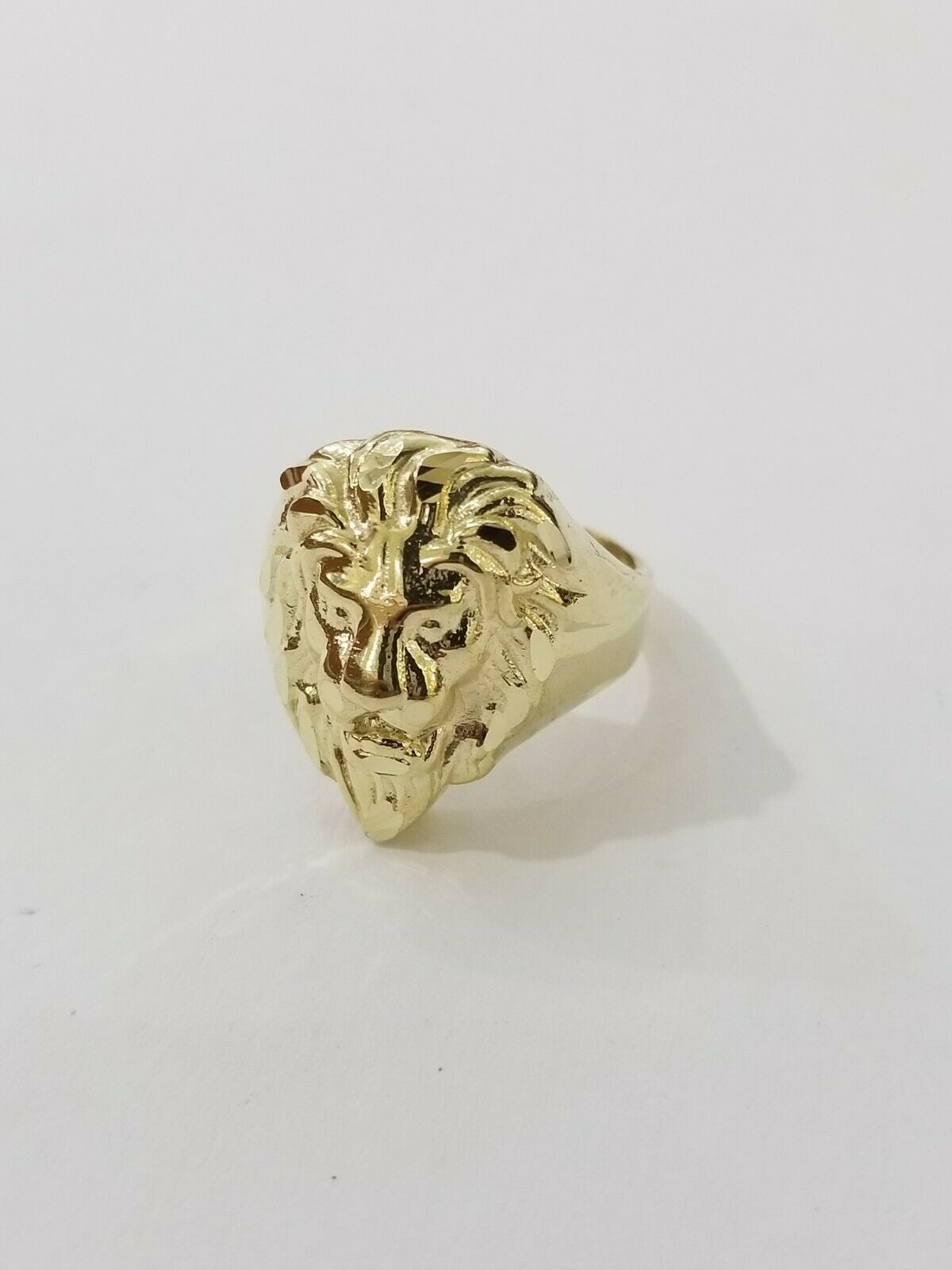 GOLD Lion Head Mens Ring SOLID 10k Yellow Gold REAL Ring , Pinky , Casual , size - GoldenlinQ