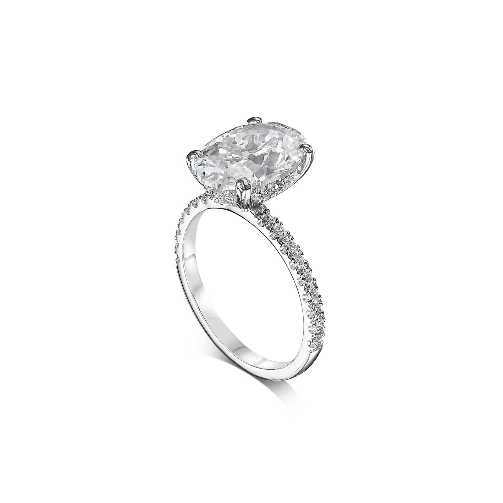 IGI Diamonds Engagement Ring VS1 Oval 3.85 Carat Lab - Created Eye Clean 14k White - GoldenlinQ