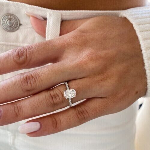 IGI Diamonds Engagement Ring VS1 Oval 3.85 Carat Lab - Created Eye Clean 14k White - GoldenlinQ