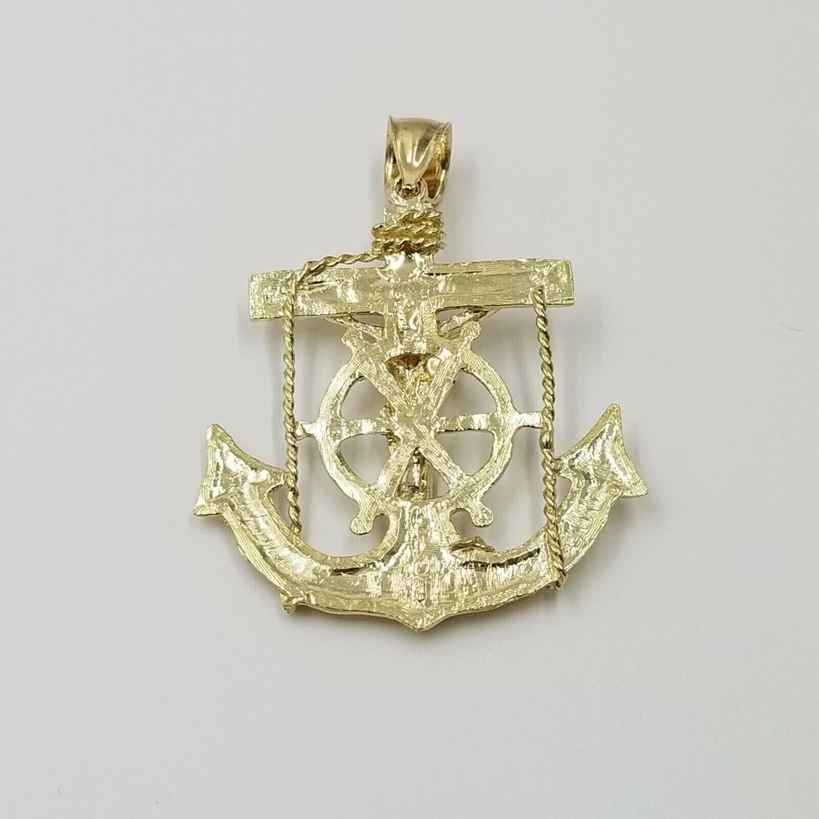 Jesus Anchor Charm Pendant Men's Real 10k Yellow Gold Solid 10kt For Chain - GoldenlinQ