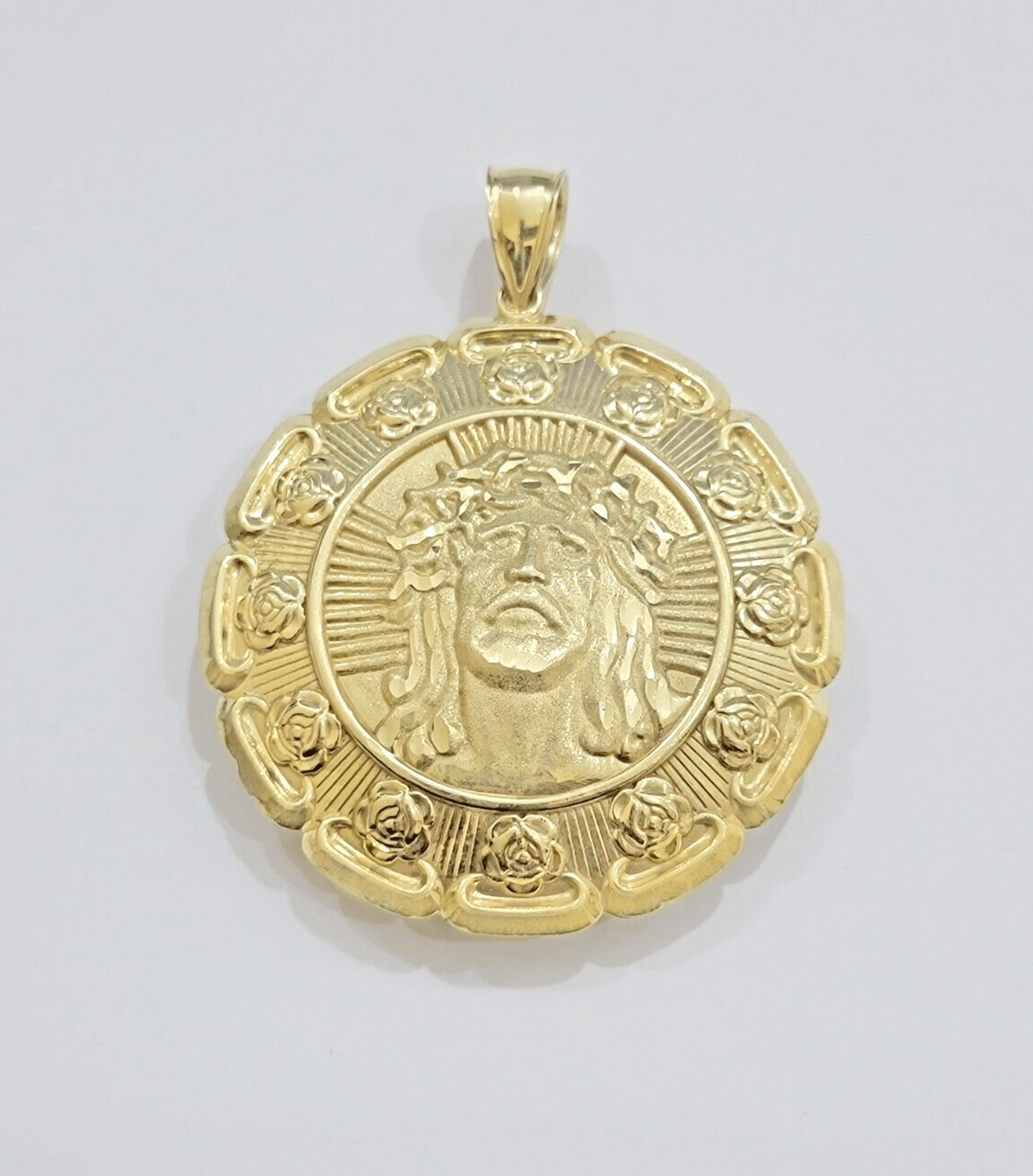 Jesus Virgin Mary Charm Pendant Real 10k Yellow Gold For 10kt Chain Necklace New - GoldenlinQ