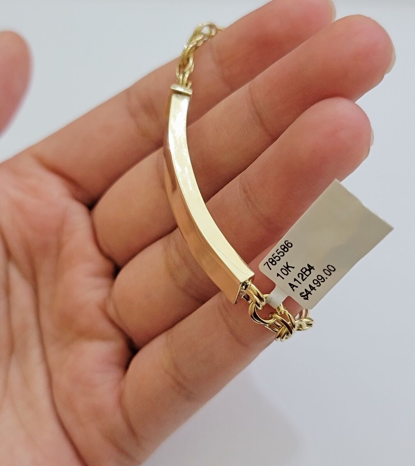 Kids 10k Yellow Gold Bracelet Chino ID Name Plate Strong 6 Inch SOLID LINK REAL - GoldenlinQ