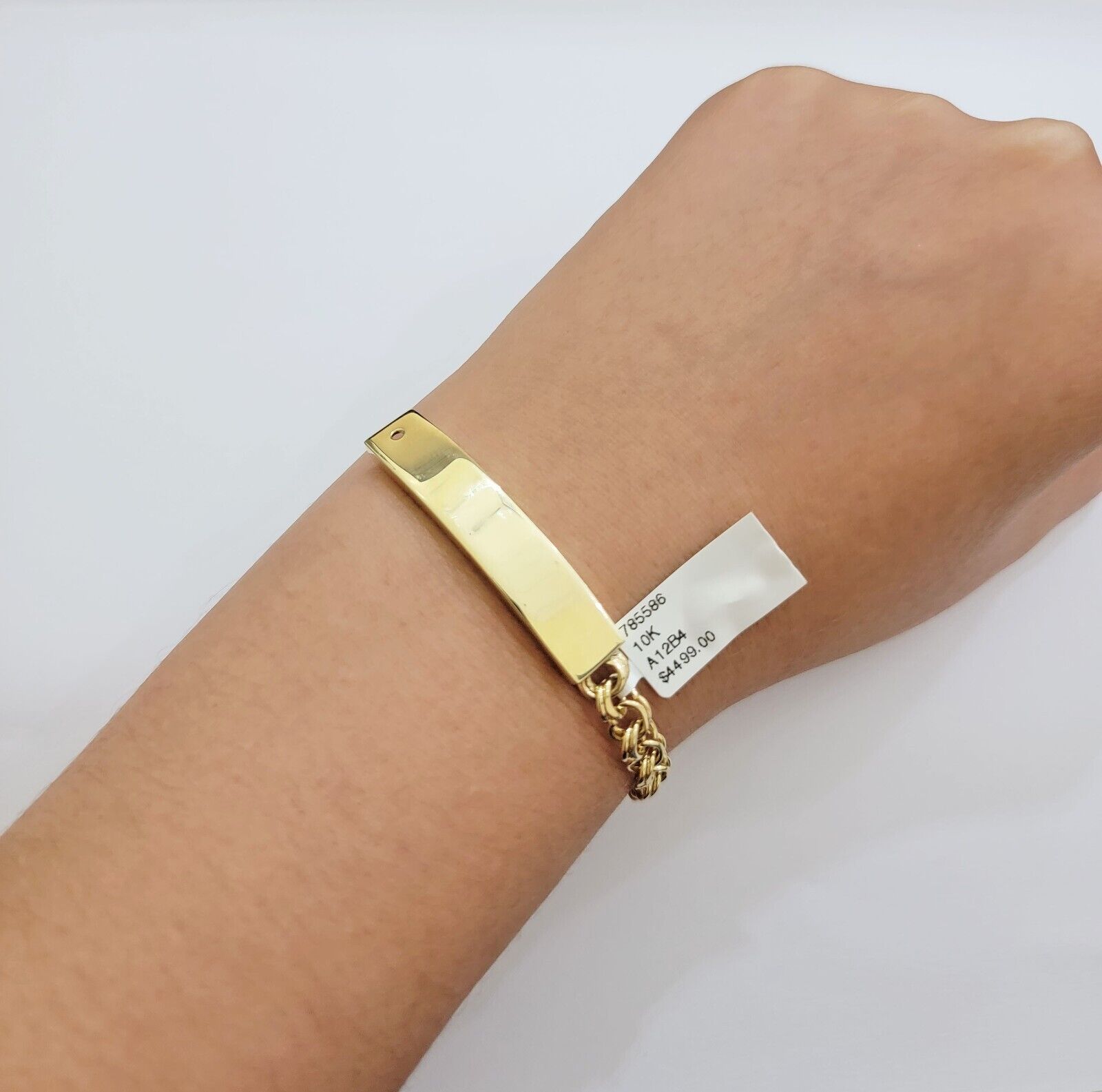 Kids 10k Yellow Gold Bracelet Chino ID Name Plate Strong 6 Inch SOLID LINK REAL - GoldenlinQ