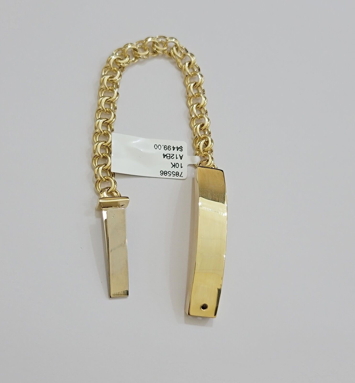 Kids 10k Yellow Gold Bracelet Chino ID Name Plate Strong 6 Inch SOLID LINK REAL - GoldenlinQ