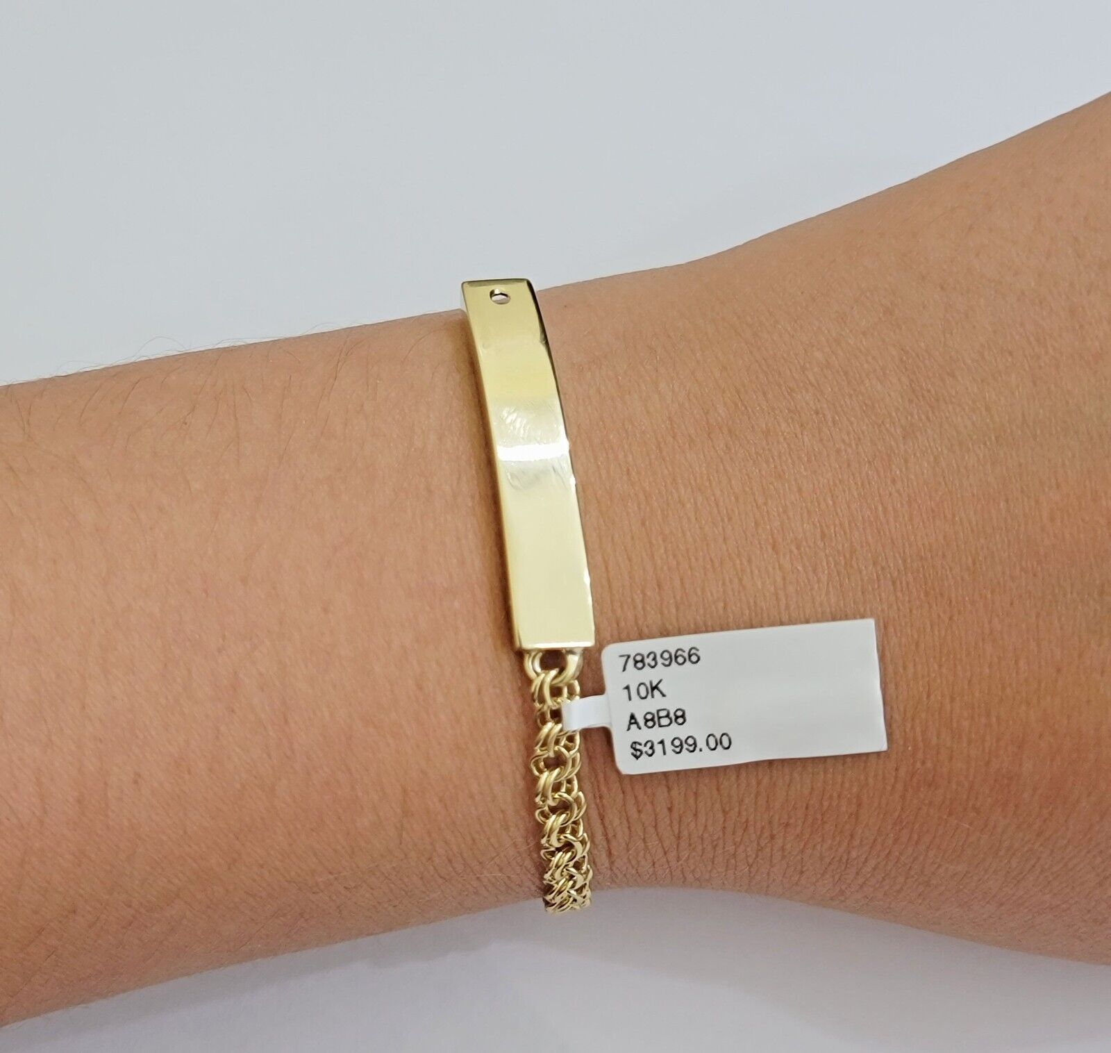 Kids 10k Yellow Gold Chino Bracelet ID Name Plate 5 Inch 4mm SOLID LINK REAL - GoldenlinQ