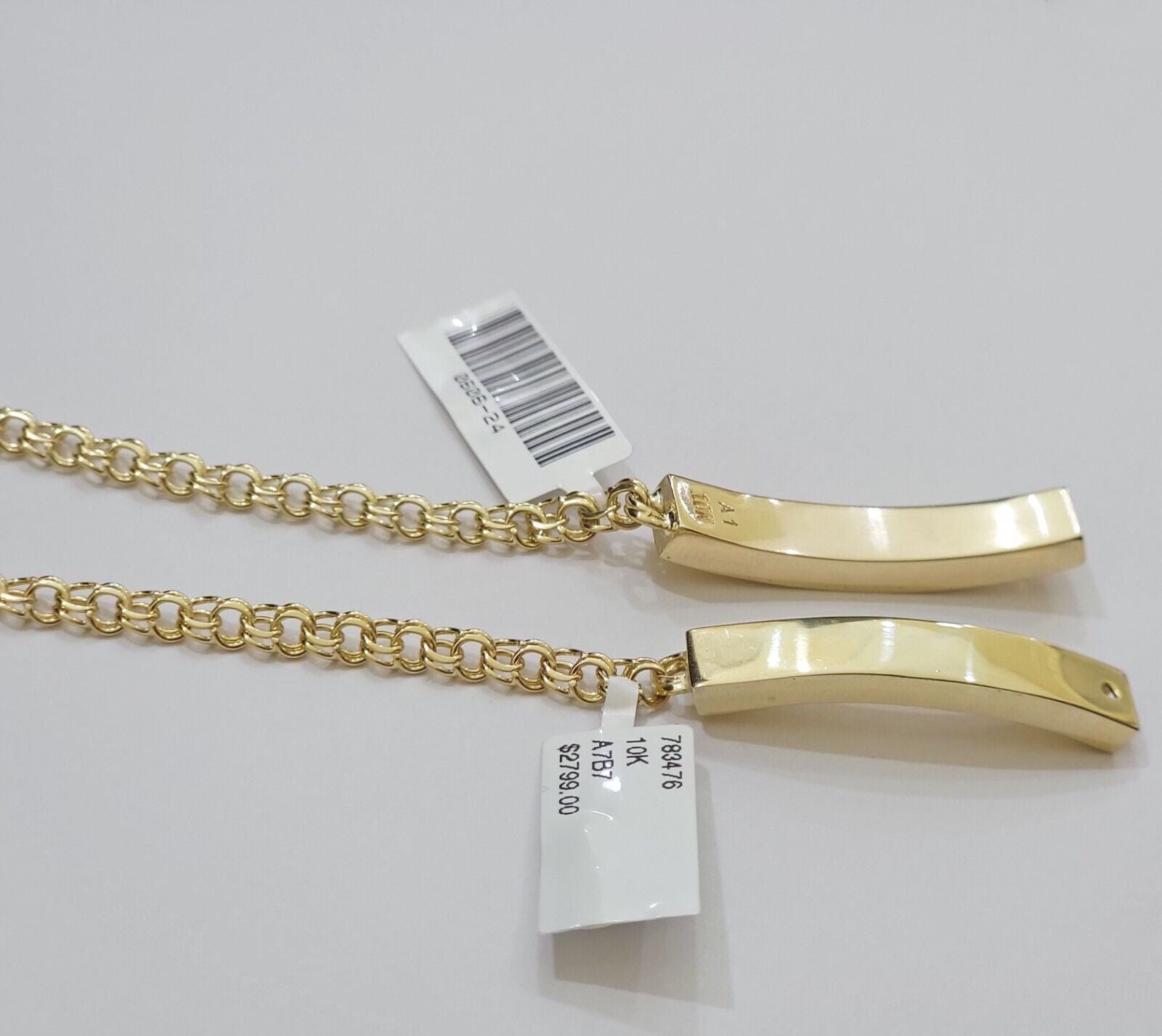 Kids 10k Yellow Gold Chino Bracelet ID Name Plate 5 Inch 4mm SOLID LINK REAL - GoldenlinQ