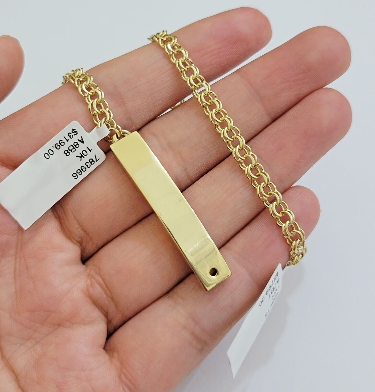 Kids 10k Yellow Gold Chino Bracelet ID Name Plate 6 Inch 4mm SOLID LINK REAL - GoldenlinQ