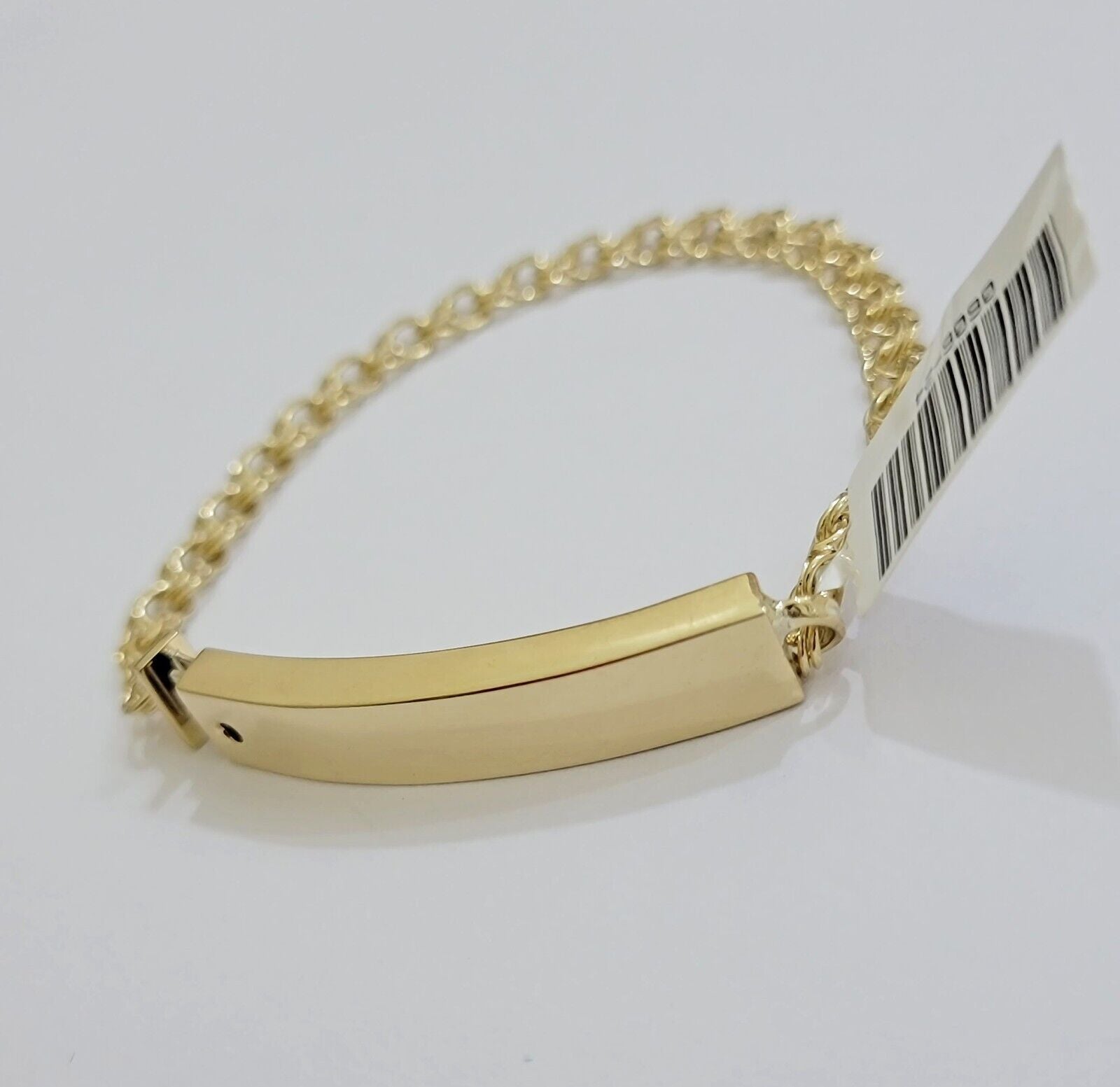 Kids 10k Yellow Gold Chino Bracelet ID Name Plate 6 Inch 4mm SOLID LINK REAL - GoldenlinQ