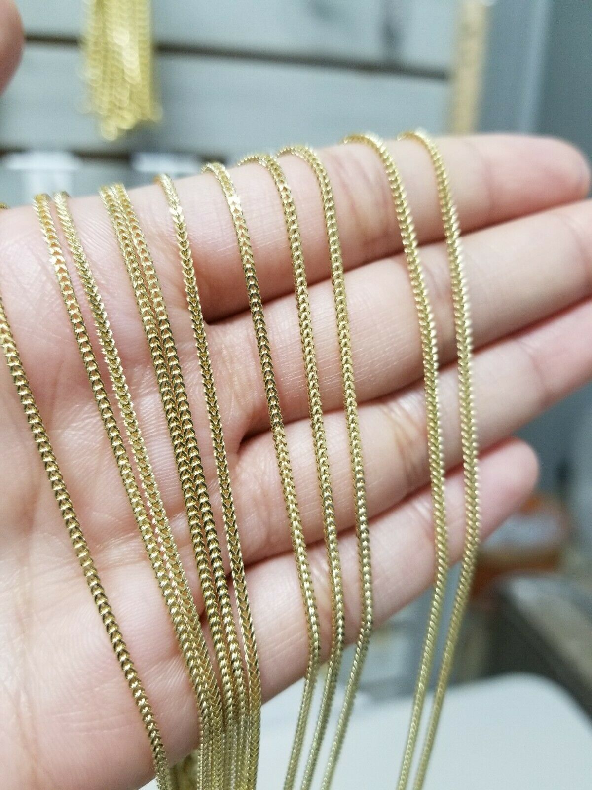 Ladies 10k Yellow Gold Necklace Franco Chain 16" - 26" For Pendant REAL Gold,Women - GoldenlinQ