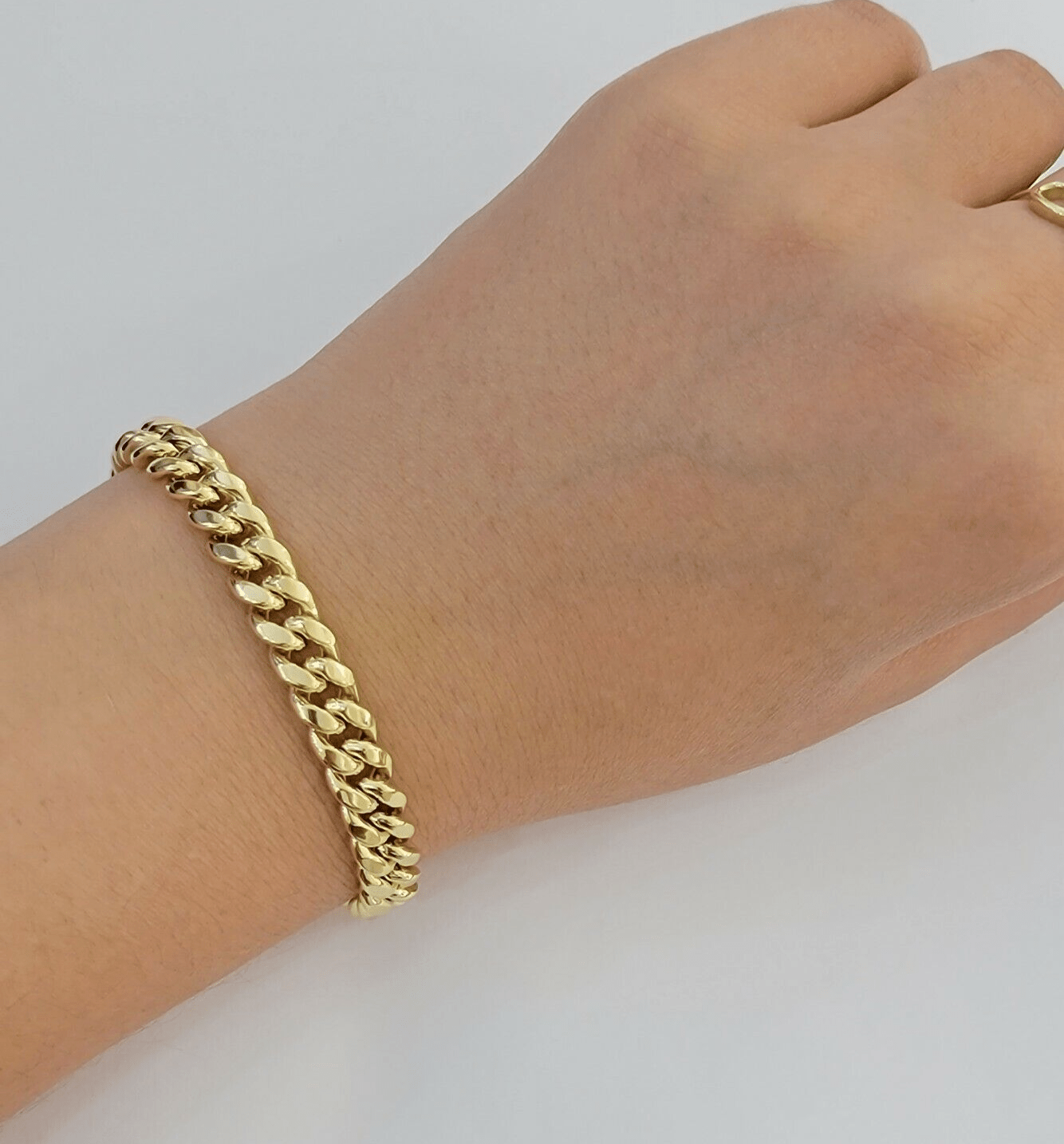 ladies 14k Bracelet Miami Cuban Link 7mm 7" Inch Real 14kt Yellow Gold For Women - GoldenlinQ