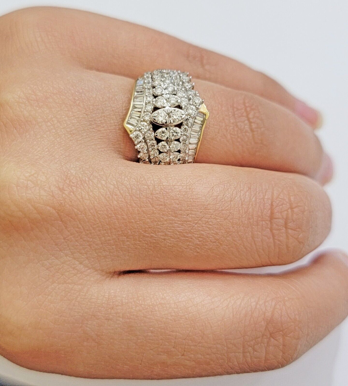 Ladies Diamond Ring Solid 10k Yellow Gold 1.50CT Natural Diamond women band REAL - GoldenlinQ