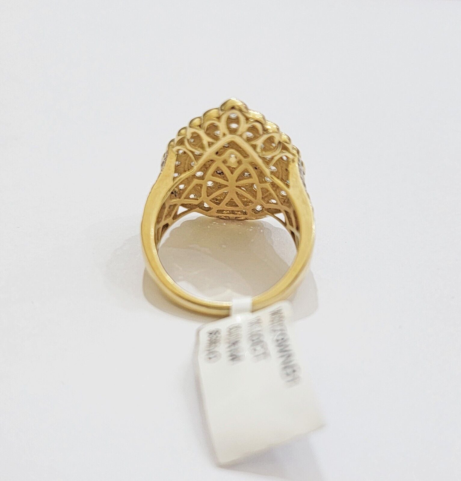 Ladies Diamond Ring Tear Drop 3 CT Natural Diamond Solid 10k Yellow Gold , Pear - GoldenlinQ