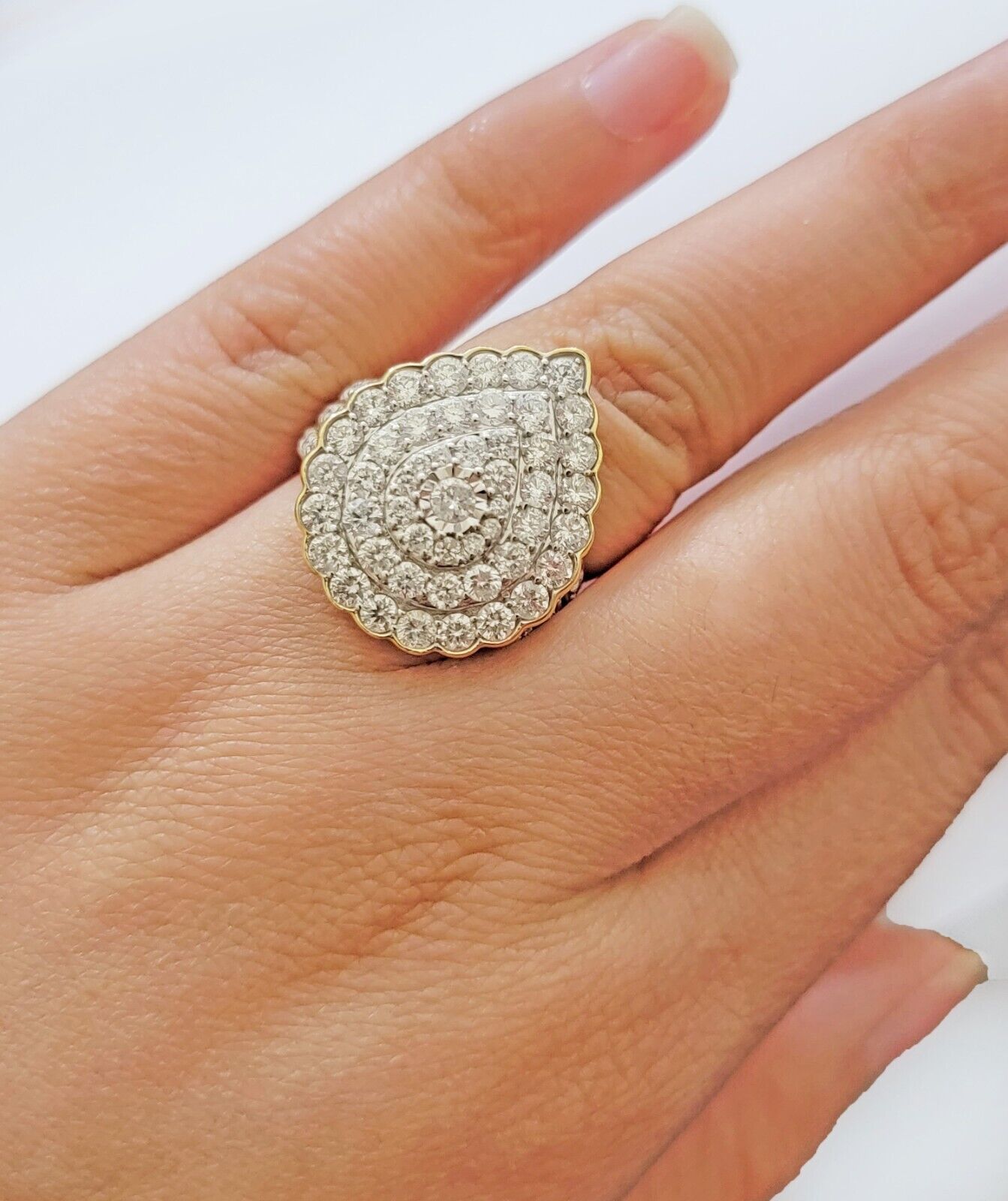 Ladies Diamond Ring Tear Drop 3 CT Natural Diamond Solid 10k Yellow Gold , Pear - GoldenlinQ