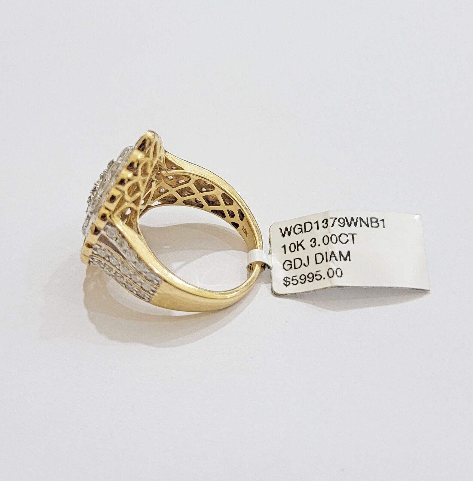 Ladies Diamond Ring Tear Drop 3 CT Natural Diamond Solid 10k Yellow Gold , Pear - GoldenlinQ