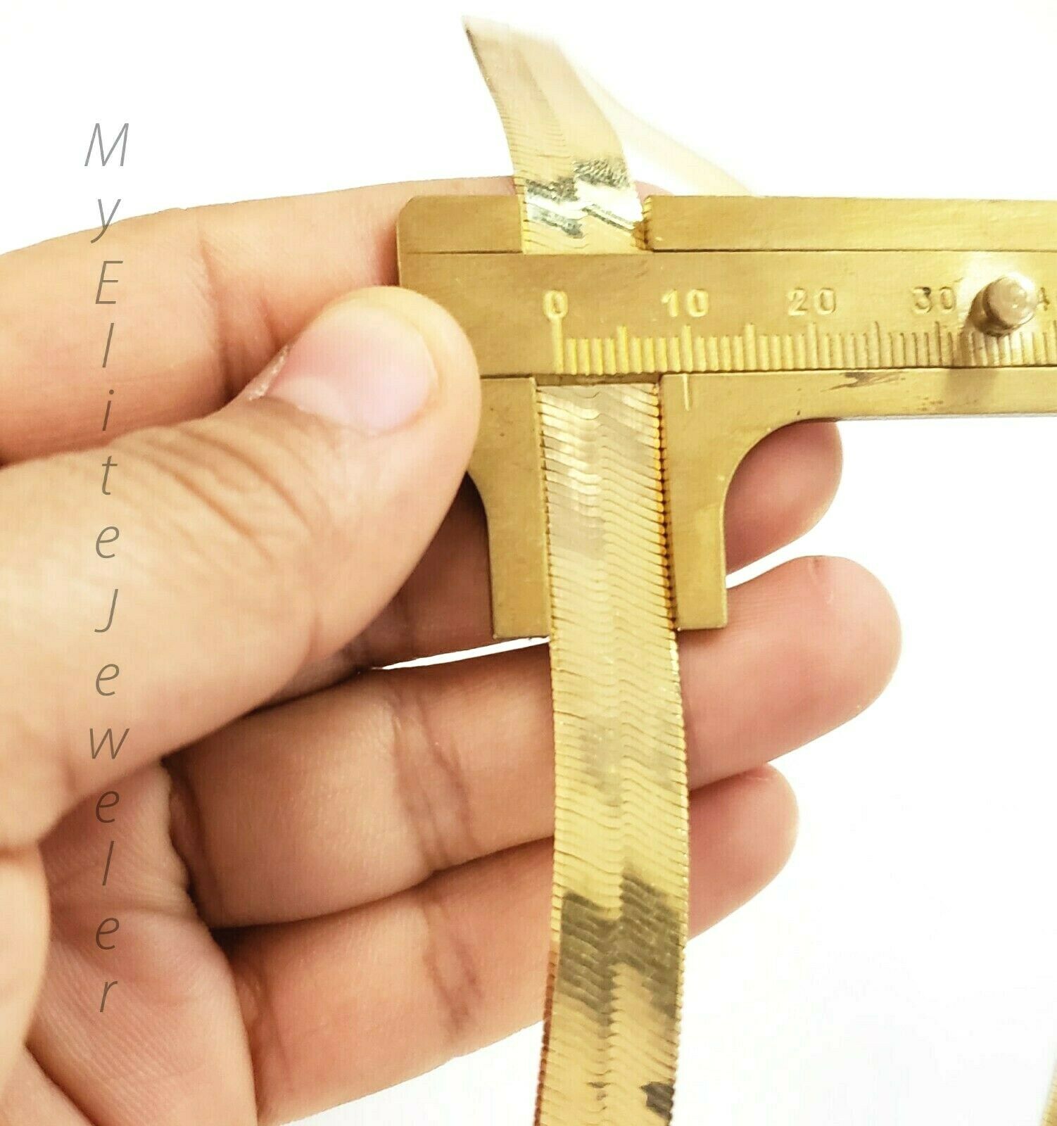 Ladies & Men's 10 K Yellow Gold Herring Bone Chain 20 Inch 10 mm Lobster Lock - GoldenlinQ