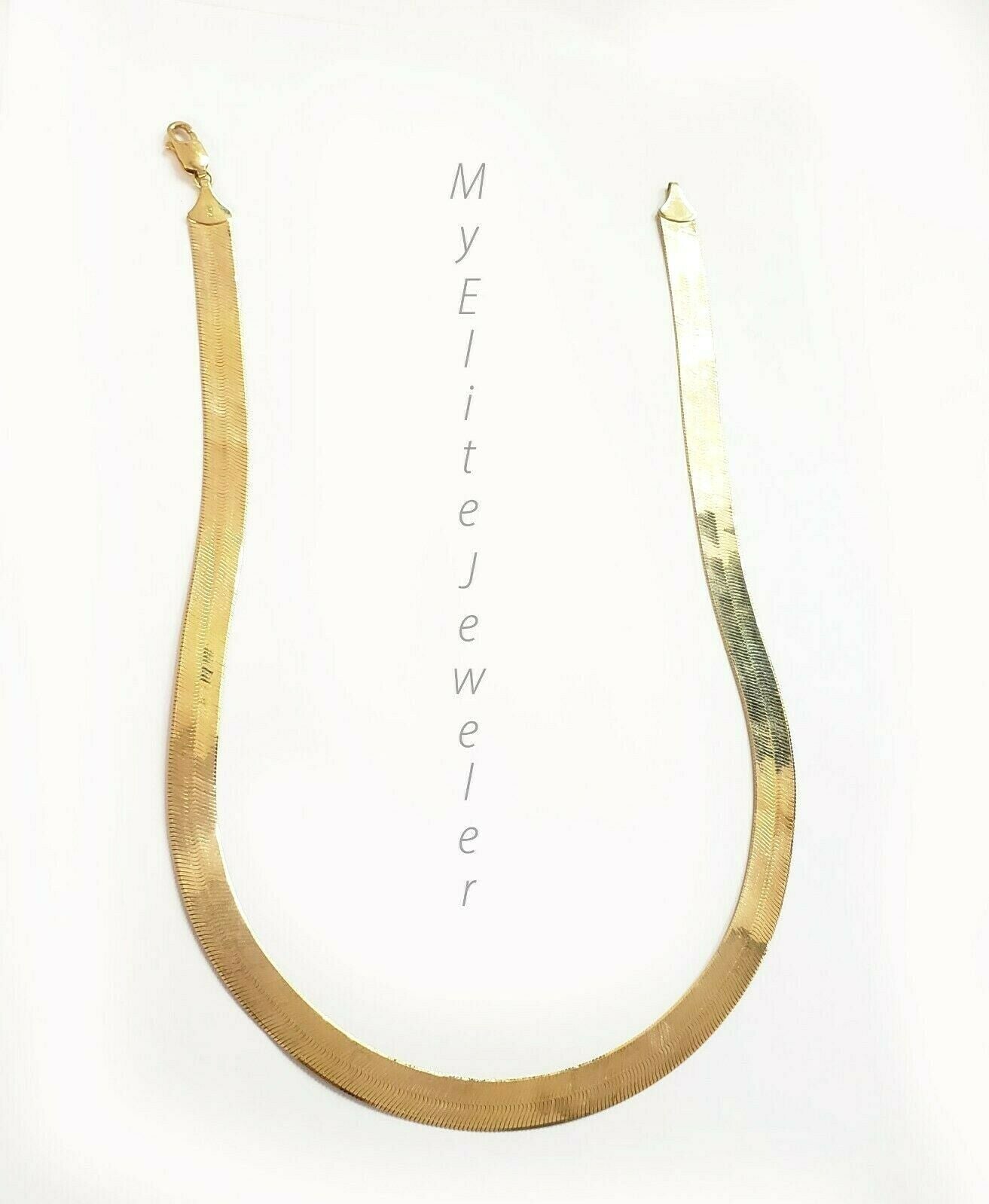 Ladies & Men's 10 K Yellow Gold Herring Bone Chain 20 Inch 10 mm Lobster Lock - GoldenlinQ