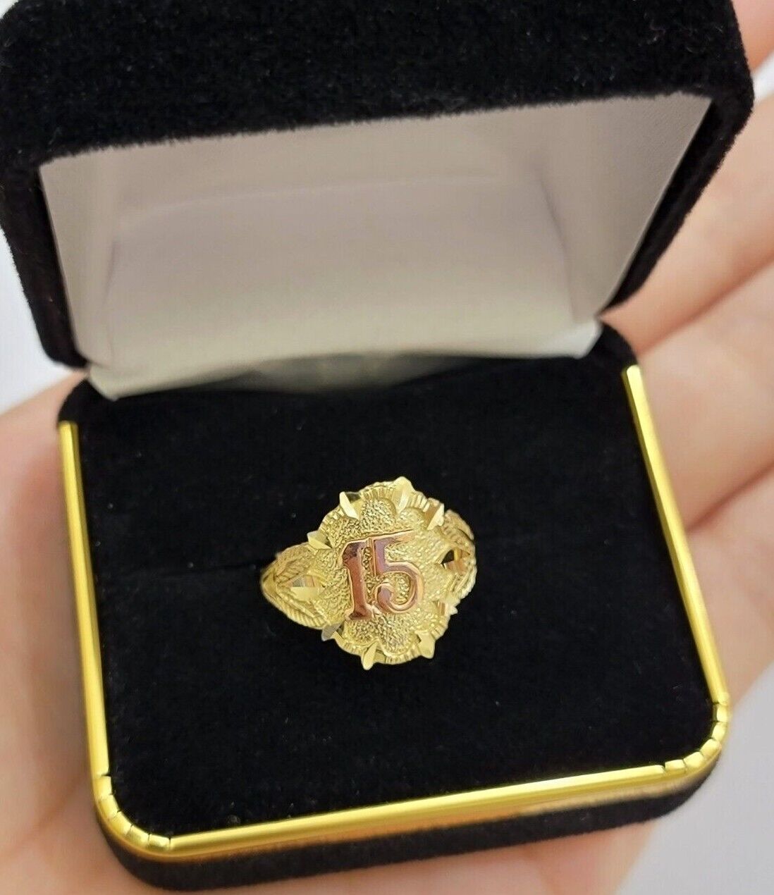 Ladies Ring 10k Gold Quinceanera 15 Anos Year Girls 10KT Yellow REAL Size 6 SALE - GoldenlinQ