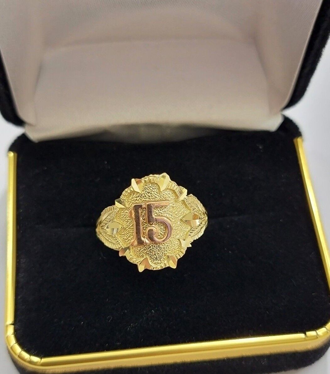 Ladies Ring 10k Gold Quinceanera 15 Anos Year Girls 10KT Yellow REAL Size 6 SALE - GoldenlinQ