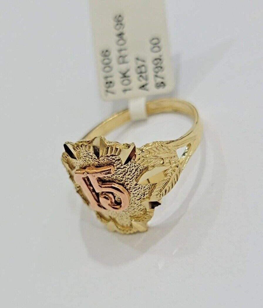 Ladies Ring 10k Gold Quinceanera 15 Anos Year Girls 10KT Yellow REAL Size 6 SALE - GoldenlinQ