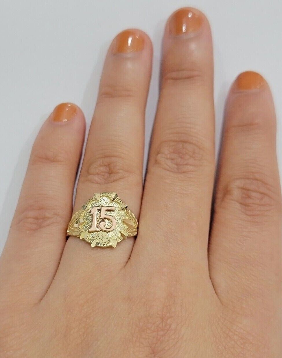 Ladies Ring 10k Gold Quinceanera 15 Anos Year Girls 10KT Yellow REAL Size 6 SALE - GoldenlinQ