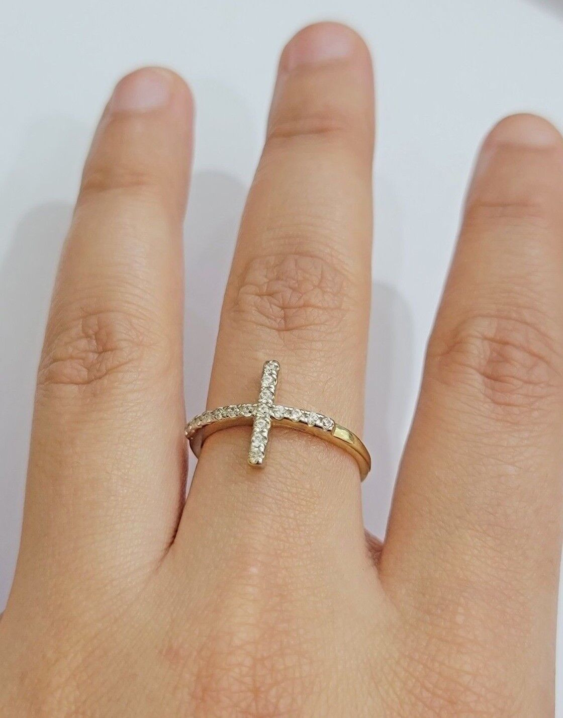 Ladies Ring 10k Yellow Gold Cross REAL 10KT Unique Casual Band LIMITED TIME SALE - GoldenlinQ