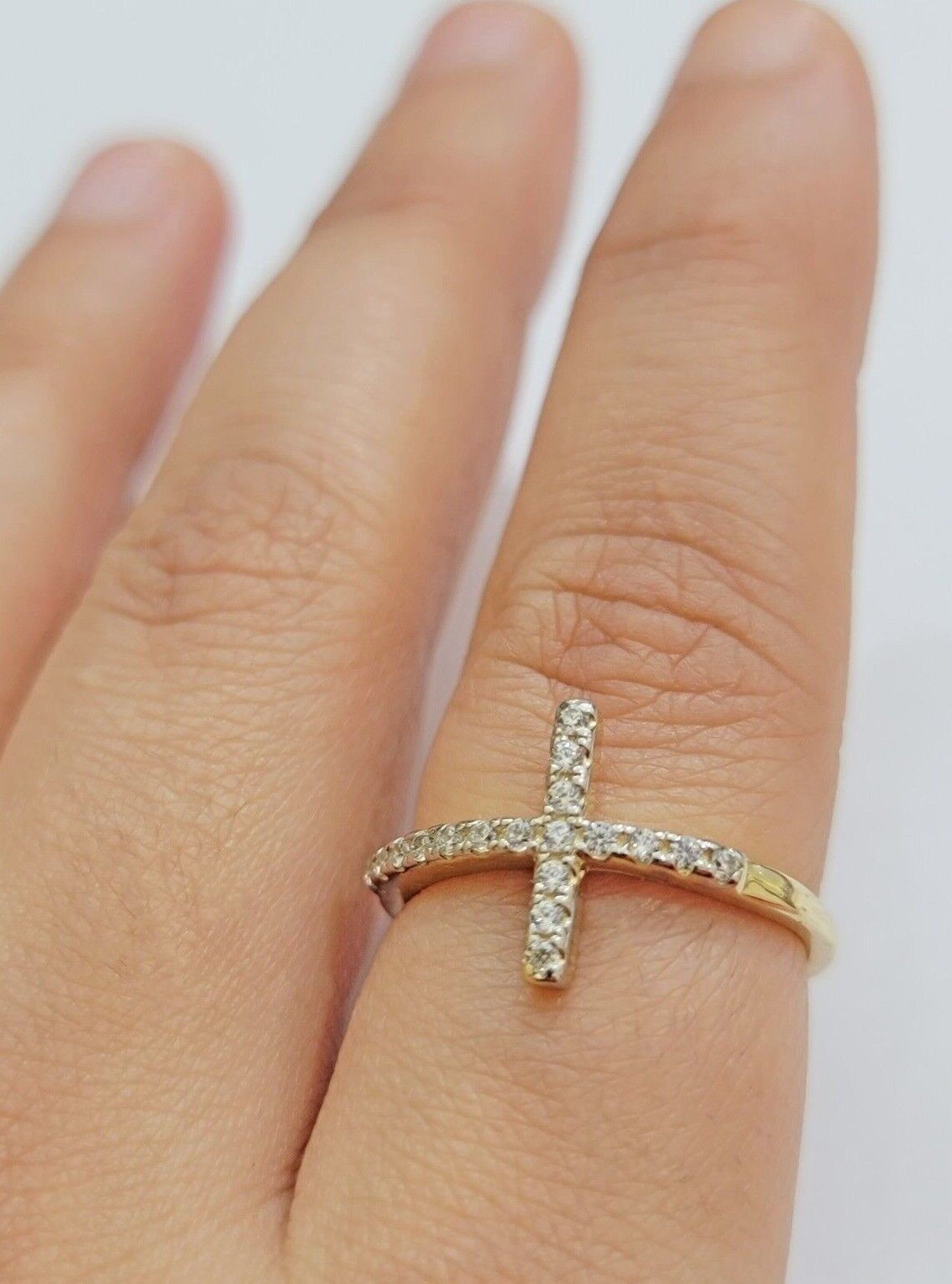 Ladies Ring 10k Yellow Gold Cross REAL 10KT Unique Casual Band LIMITED TIME SALE - GoldenlinQ